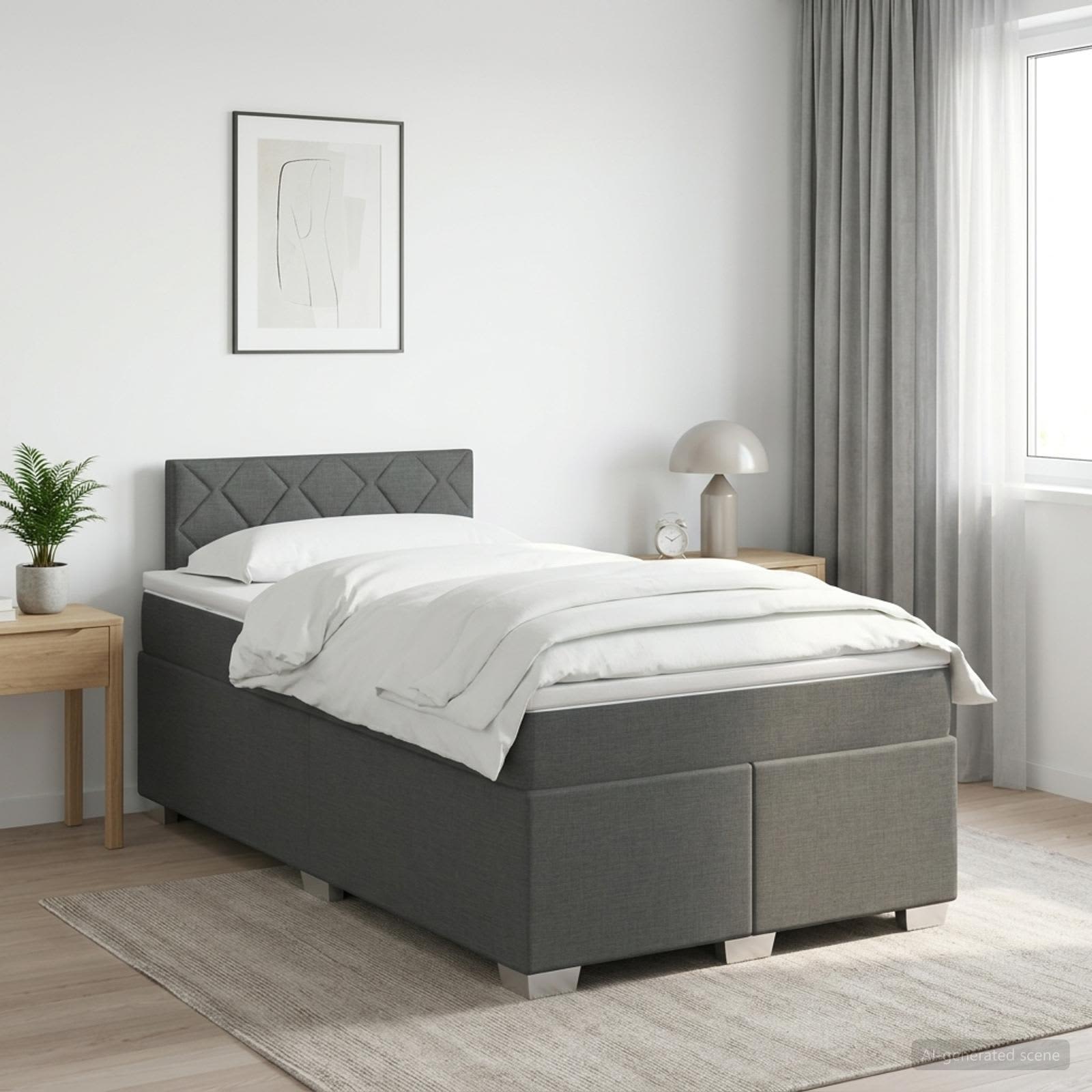Boxspringbett mit Matratze Dunkelgrau 120 x 200 cm Stoff