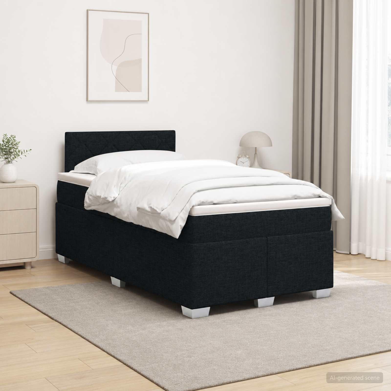Boxspringbett mit Matratze Schwarz 120 x 190 cm Stoff