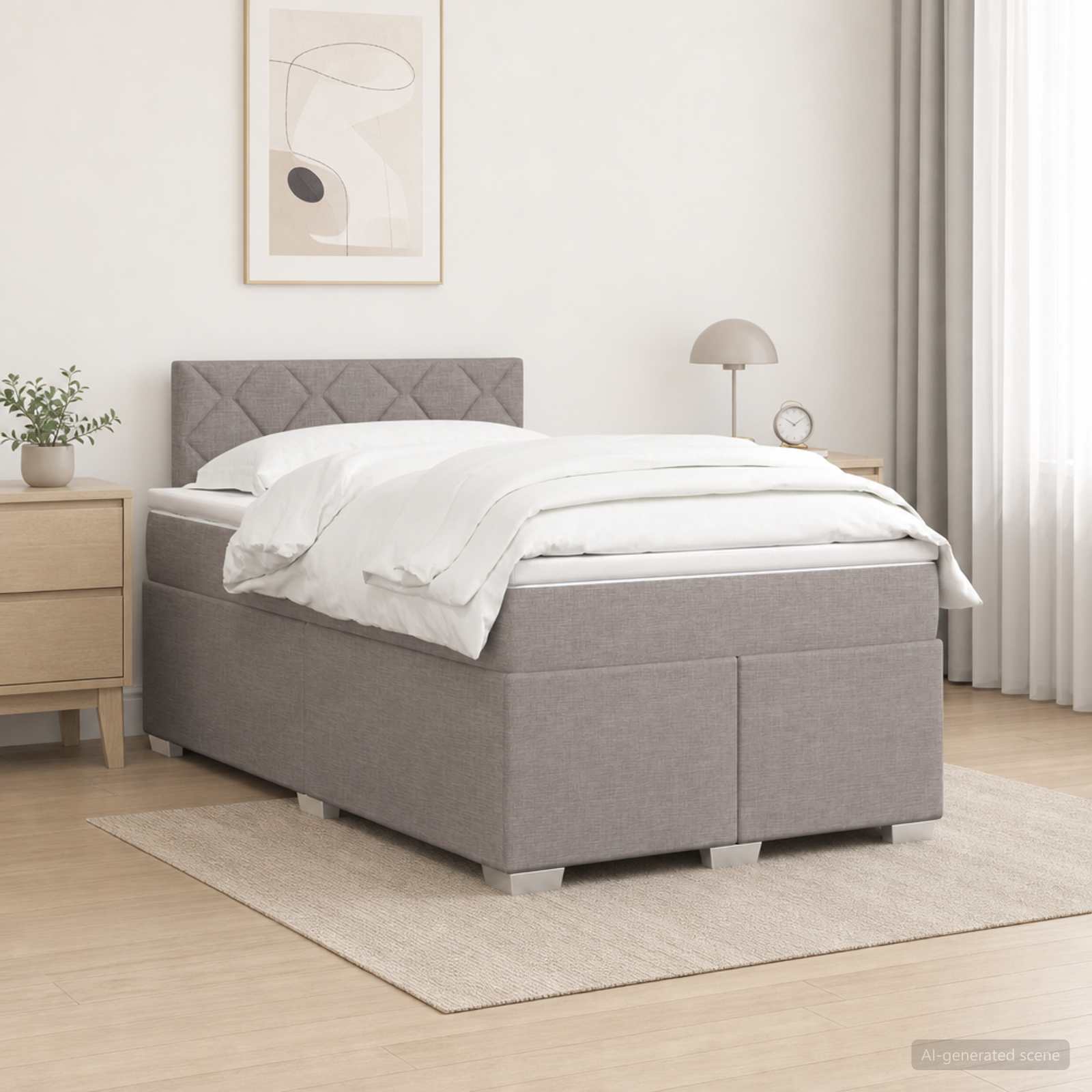 Boxspringbett mit Matratze Taupe 120 x 200 cm Stoff