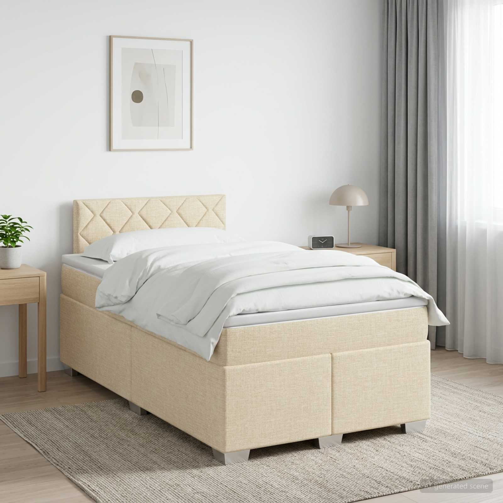 Boxspringbett mit Matratze Creme 120 x 200 cm Stoff