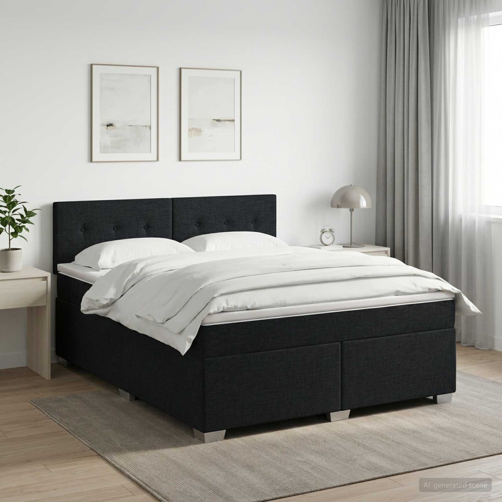 Boxspringbett mit Matratze Schwarz 140 x 200 cm Stoff