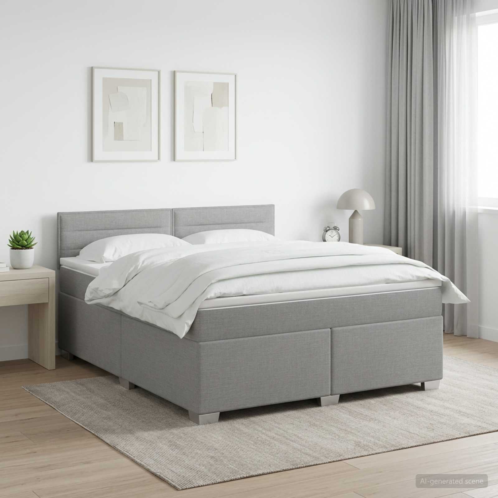 Boxspringbett mit Matratze Hellgrau 140 x 200 cm Stoff
