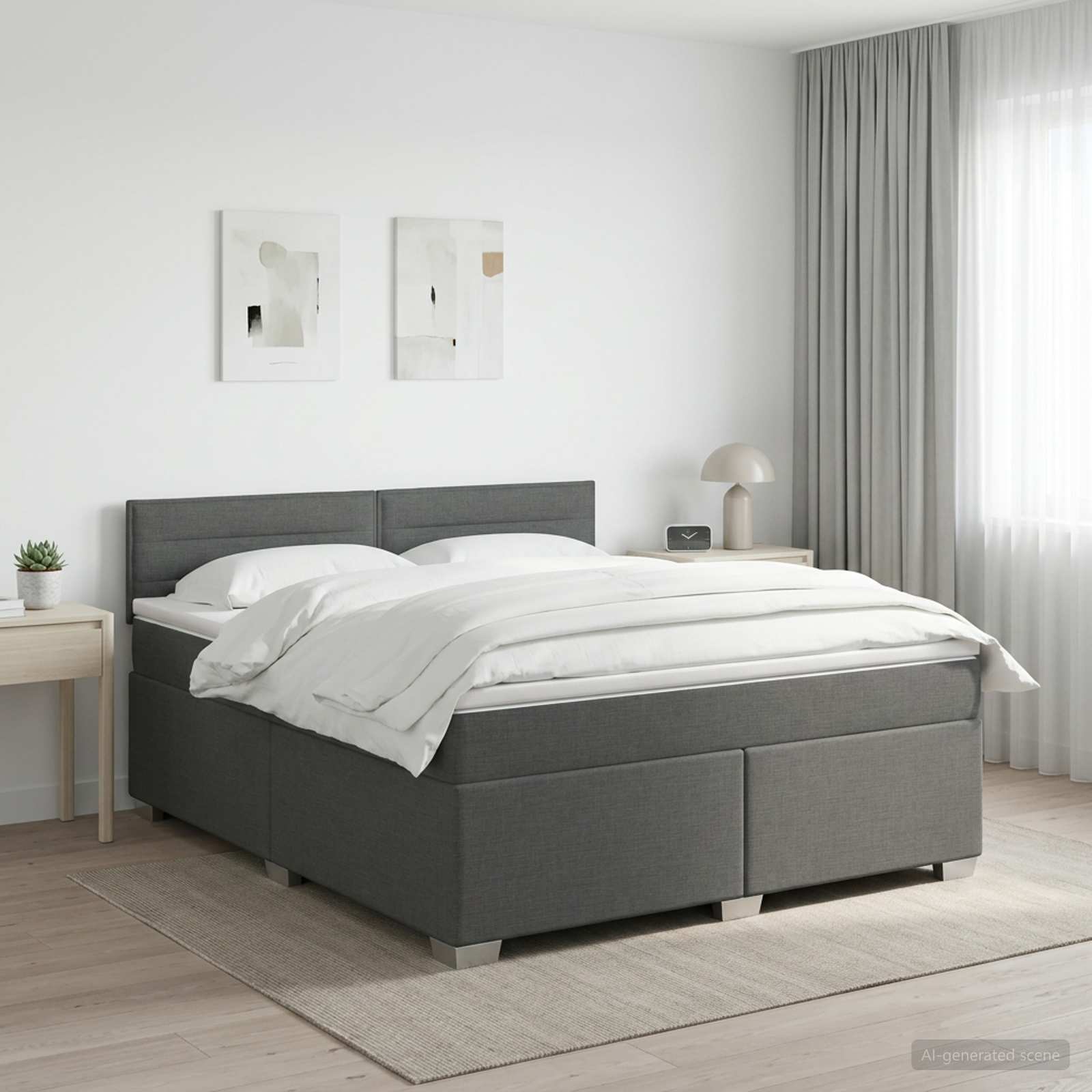 Boxspringbett mit Matratze Dunkelgrau 140 x 200 cm Stoff