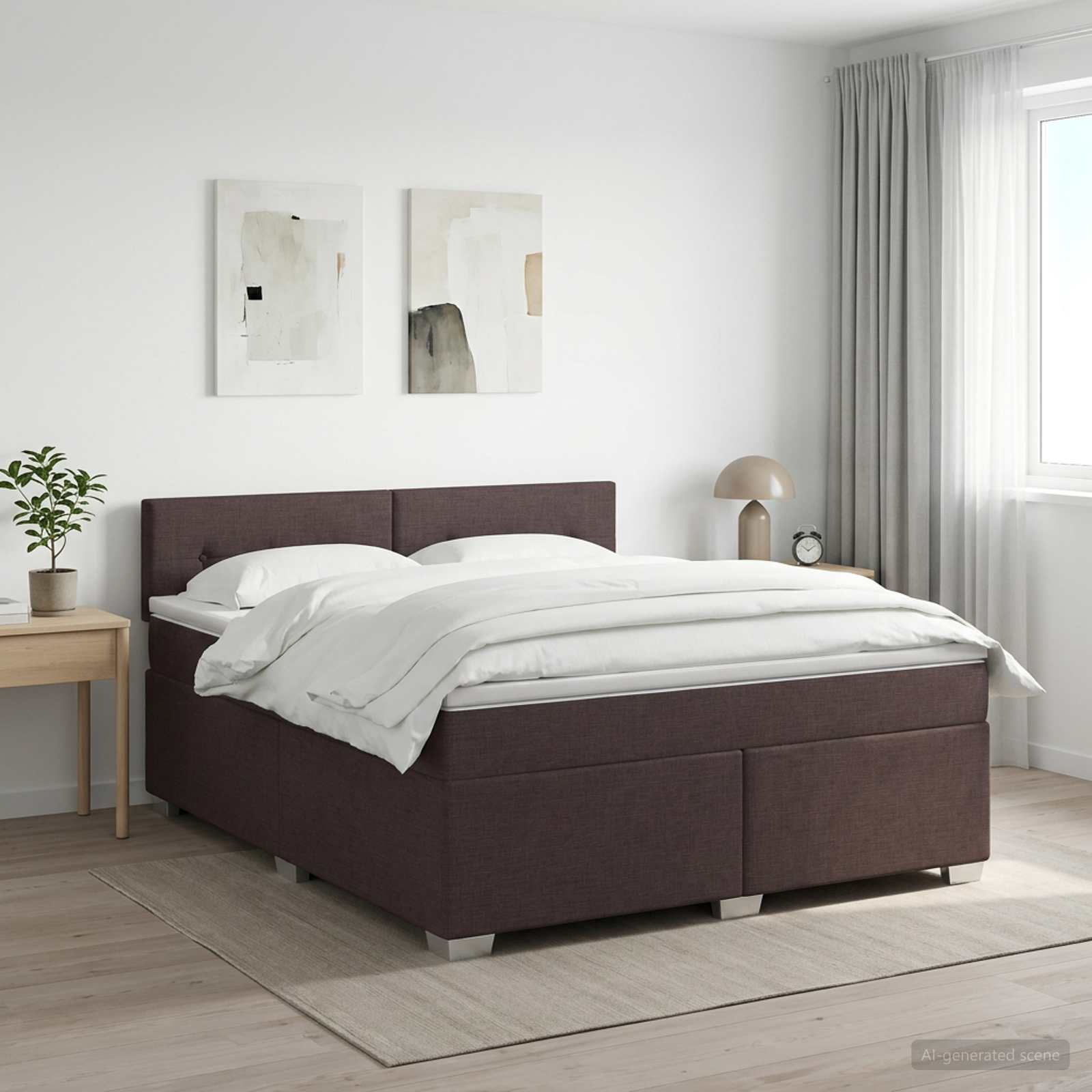 Boxspringbett mit Matratze Dunkelbraun 140 x 200 cm Stoff