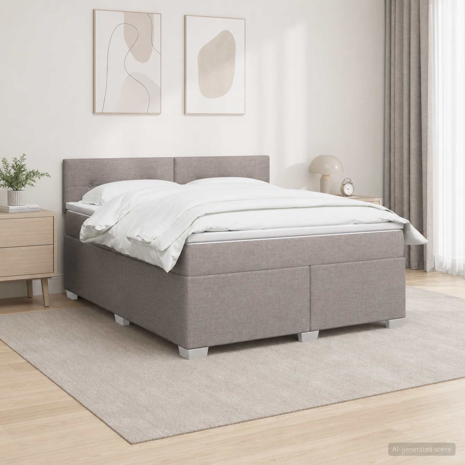 Boxspringbett mit Matratze Taupe 160 x 200 cm Stoff