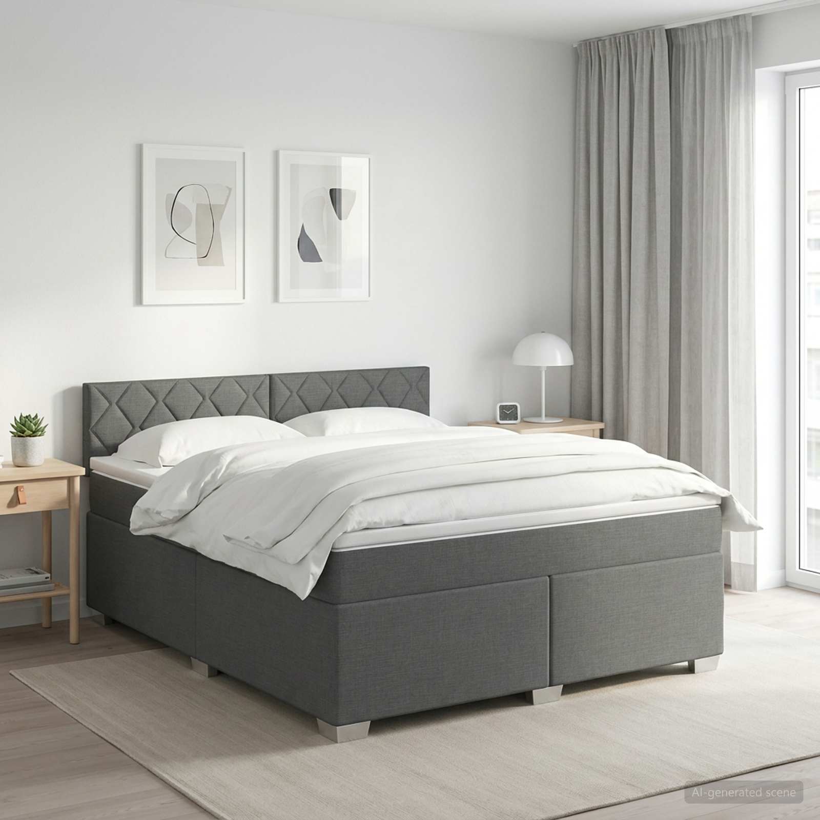 Boxspringbett mit Matratze Dunkelgrau 140 x 200 cm Stoff