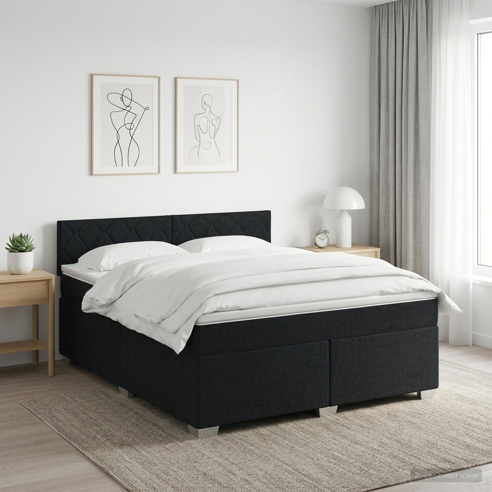 Boxspringbett mit Matratze Schwarz 140 x 200 cm Stoff
