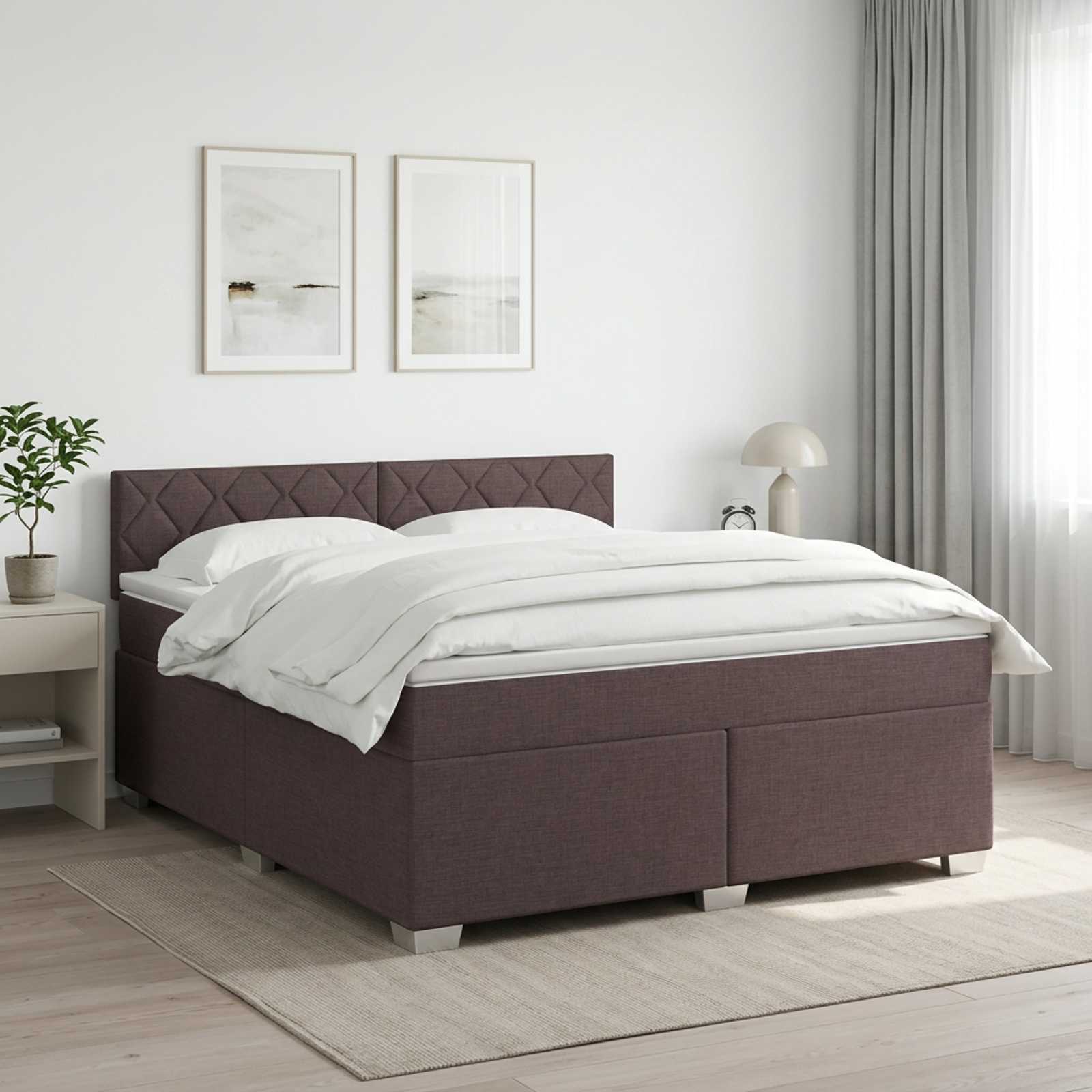 Boxspringbett mit Matratze Dunkelbraun 160 x 200 cm Stoff