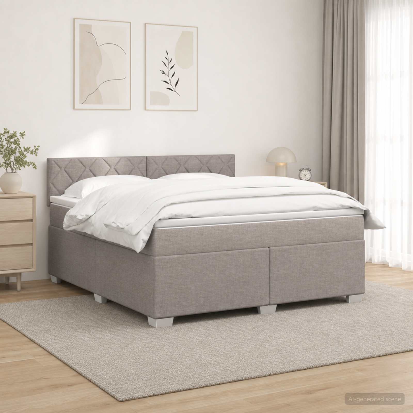 Boxspringbett mit Matratze Taupe 140 x 190 cm Stoff