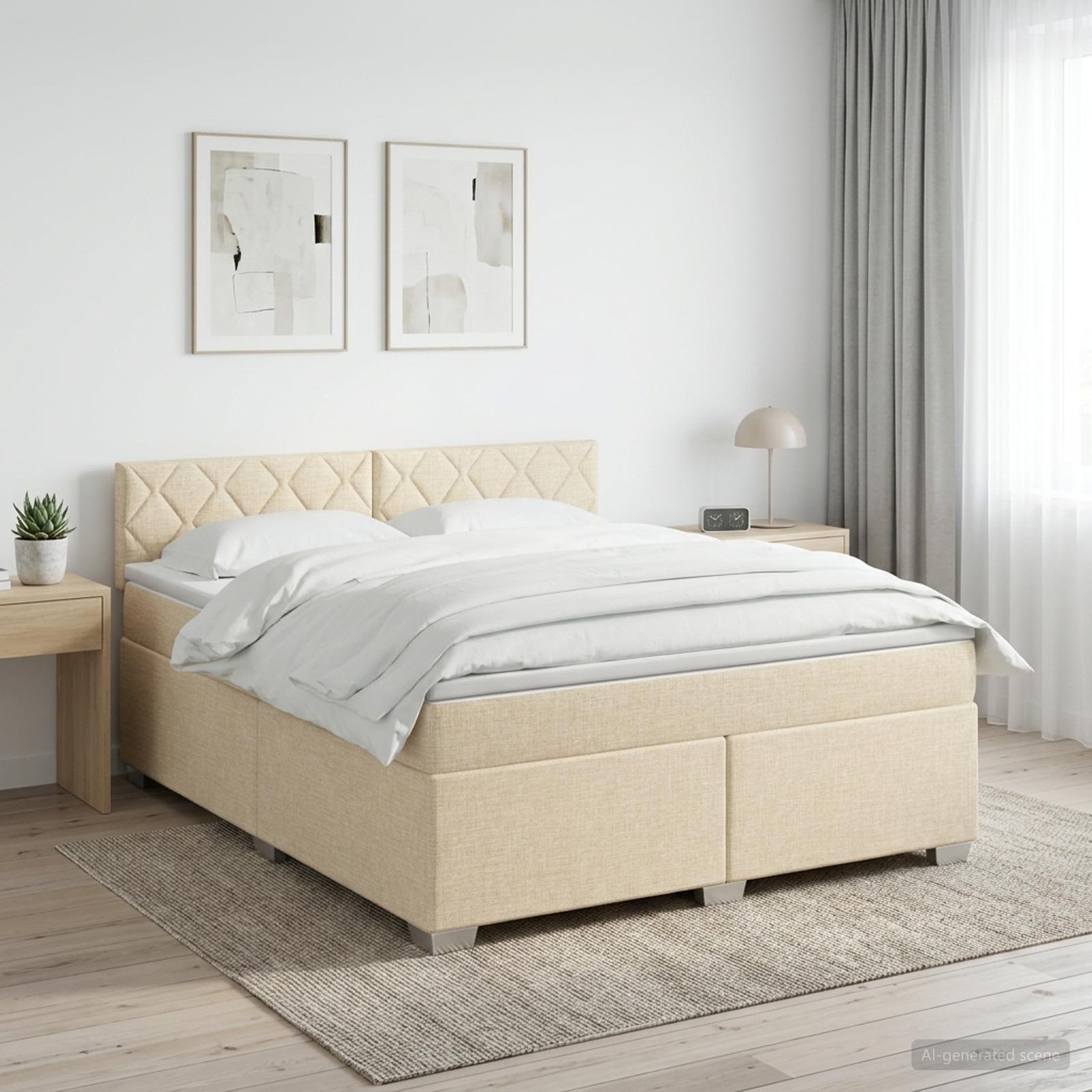 Boxspringbett mit Matratze Creme 160 x 200 cm Stoff