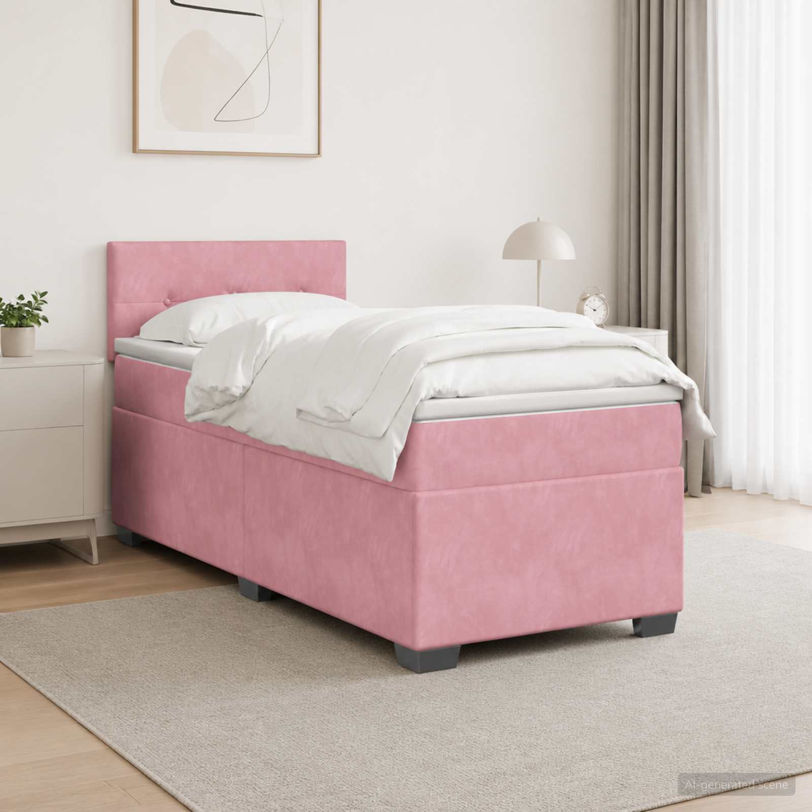 Boxspringbett mit Matratze mit Kopfteil Rosa 80 x 200 cm Samt