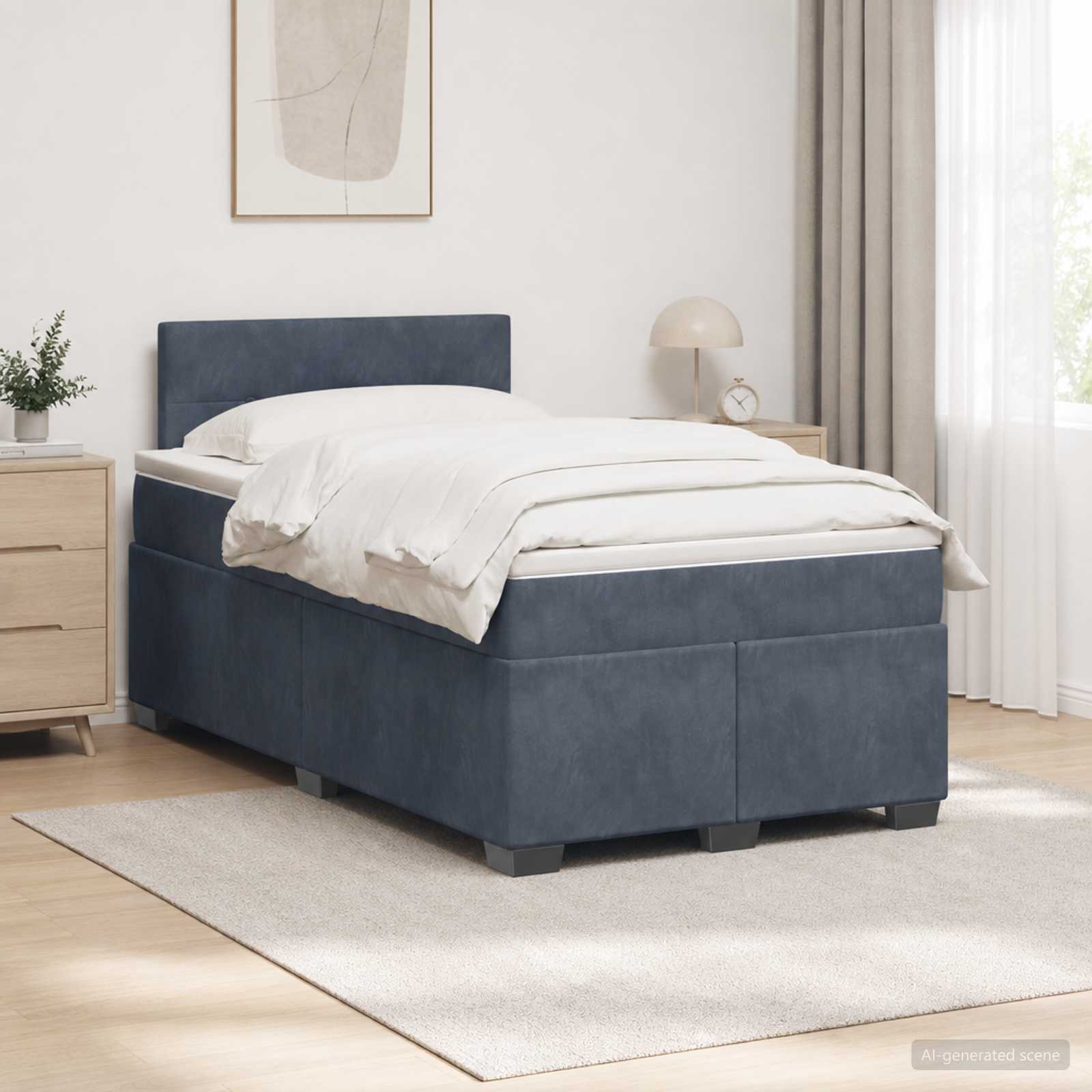 Boxspringbett mit Matratze Dunkelgrau 120 x 200 cm Samt