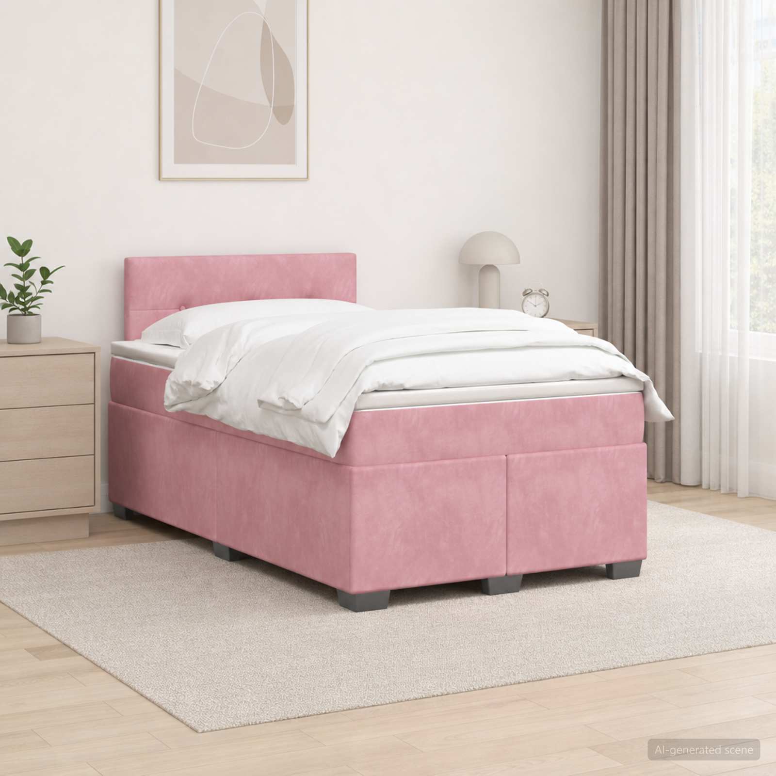 Boxspringbett mit Matratze mit Kopfteil Rosa 120 x 200 cm Samt