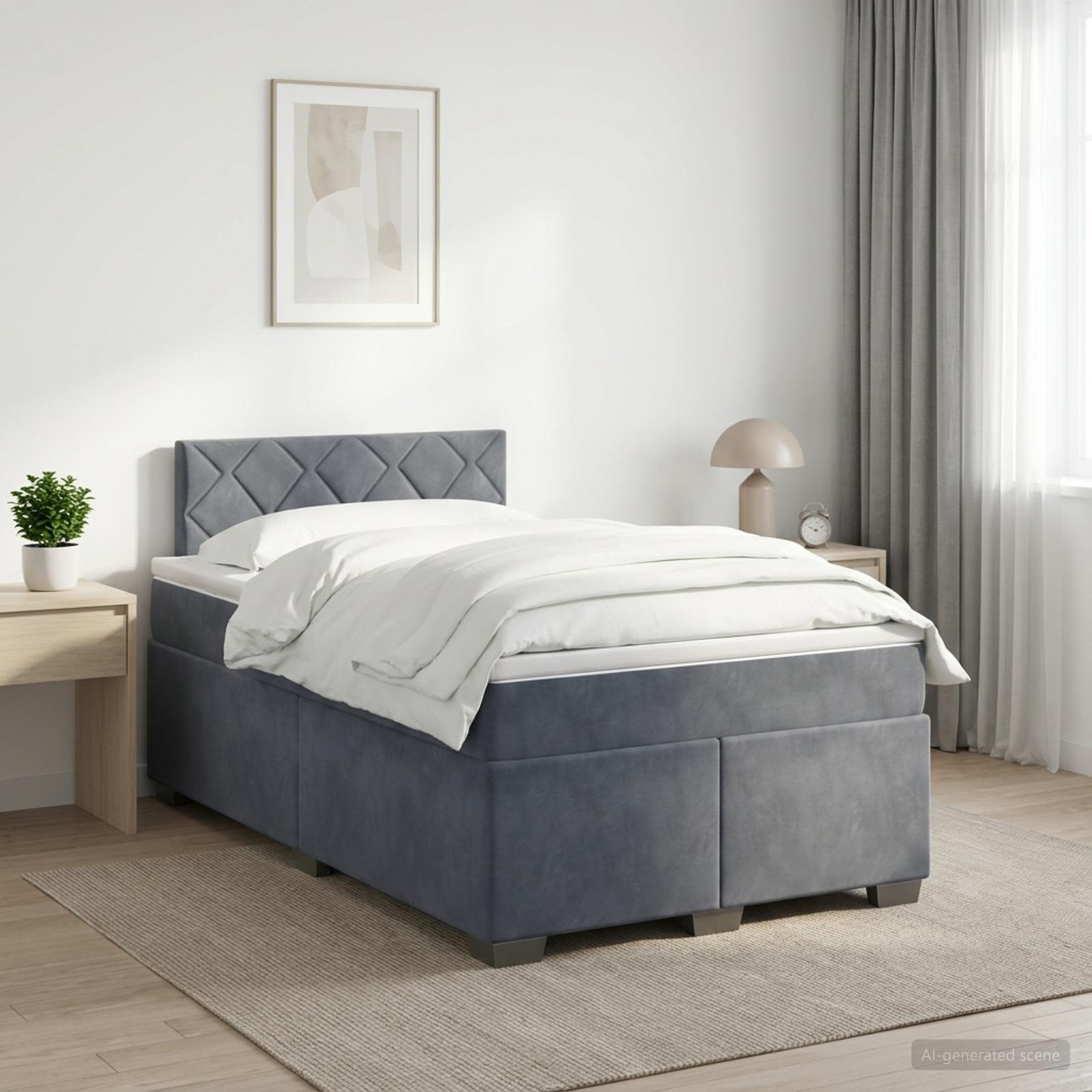 Boxspringbett mit Matratze Dunkelgrau 120 x 200 cm Samt