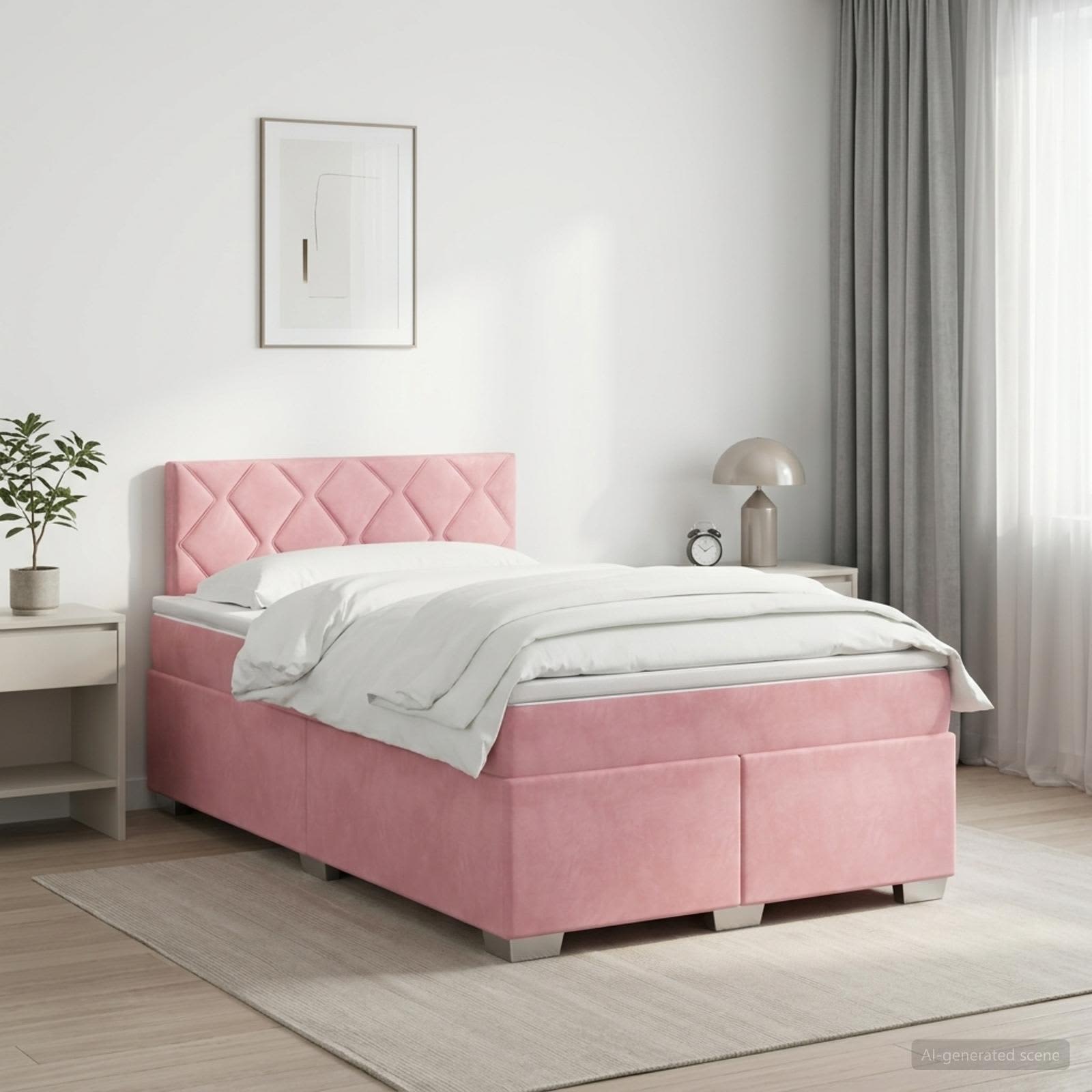 Boxspringbett mit Matratze mit Kopfteil Rosa 120 x 190 cm Samt