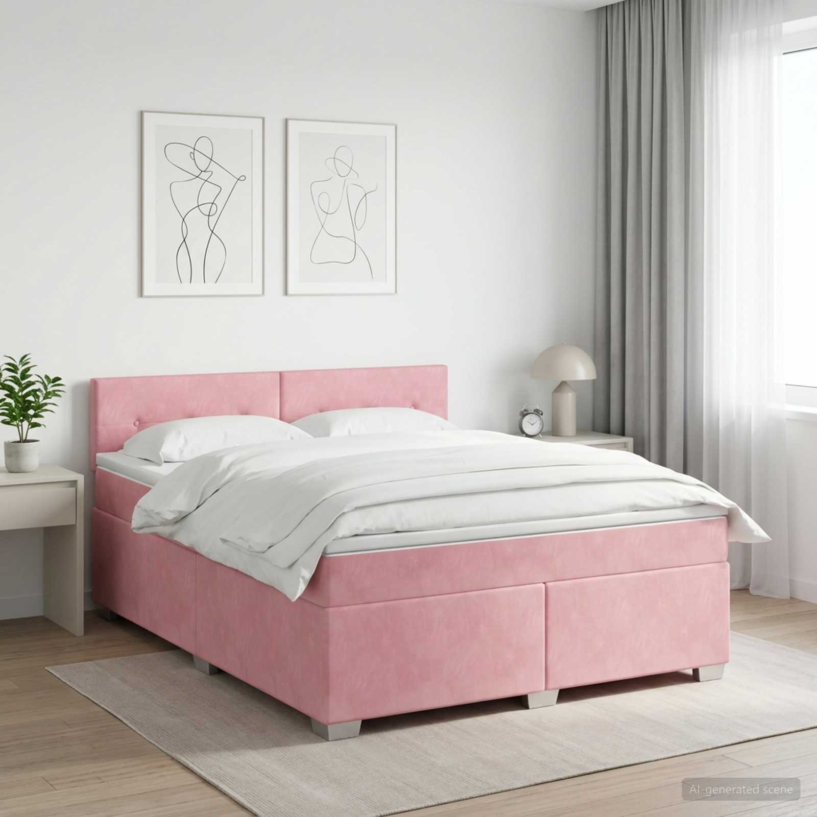 Boxspringbett mit Matratze mit Kopfteil Rosa 160 x 200 cm Samt