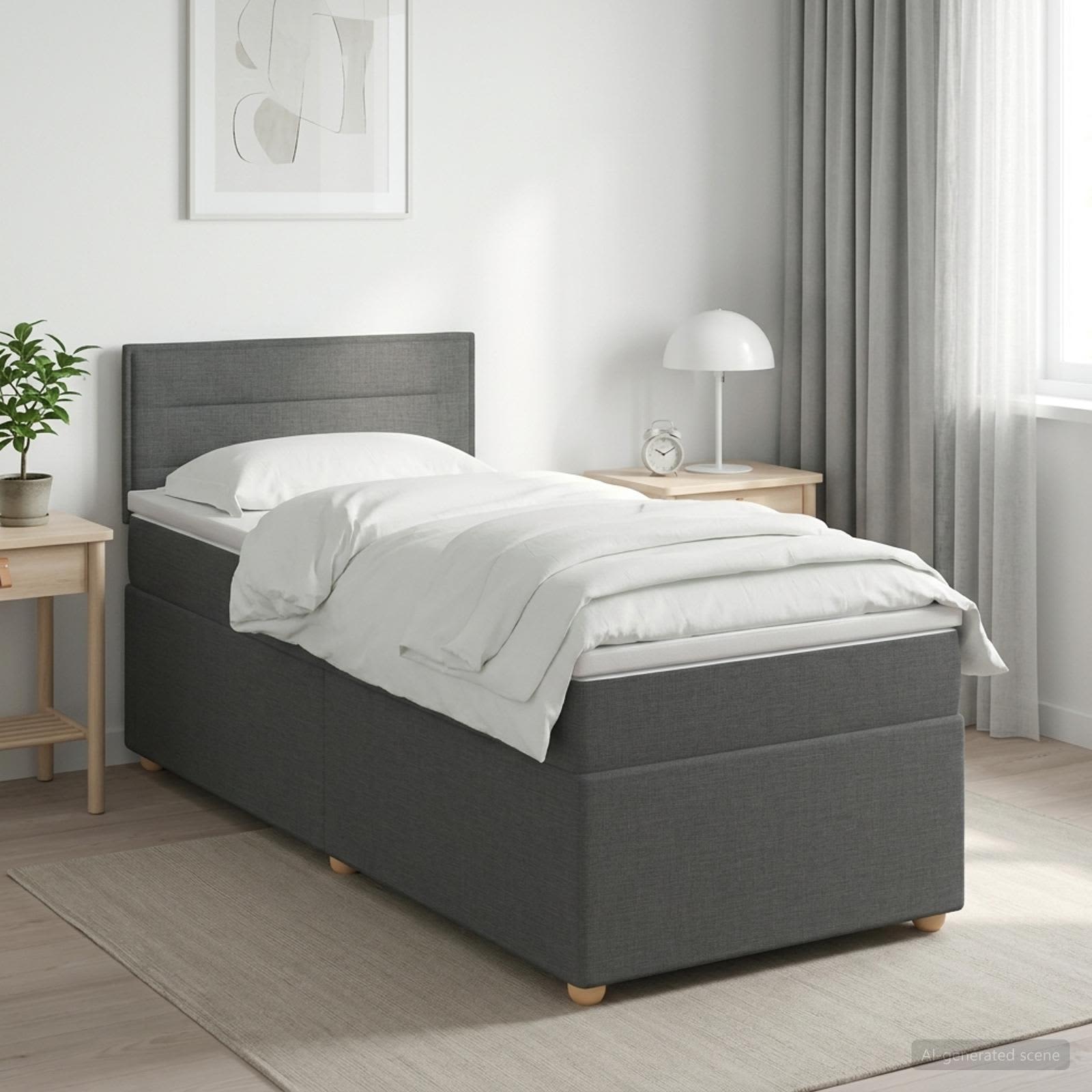Boxspringbett mit Matratze Dunkelgrau 80 x 200 cm Stoff