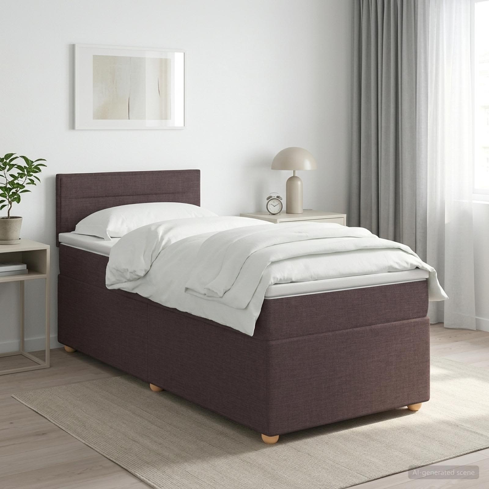 Boxspringbett mit Matratze Dunkelbraun 90 x 190 cm Stoff