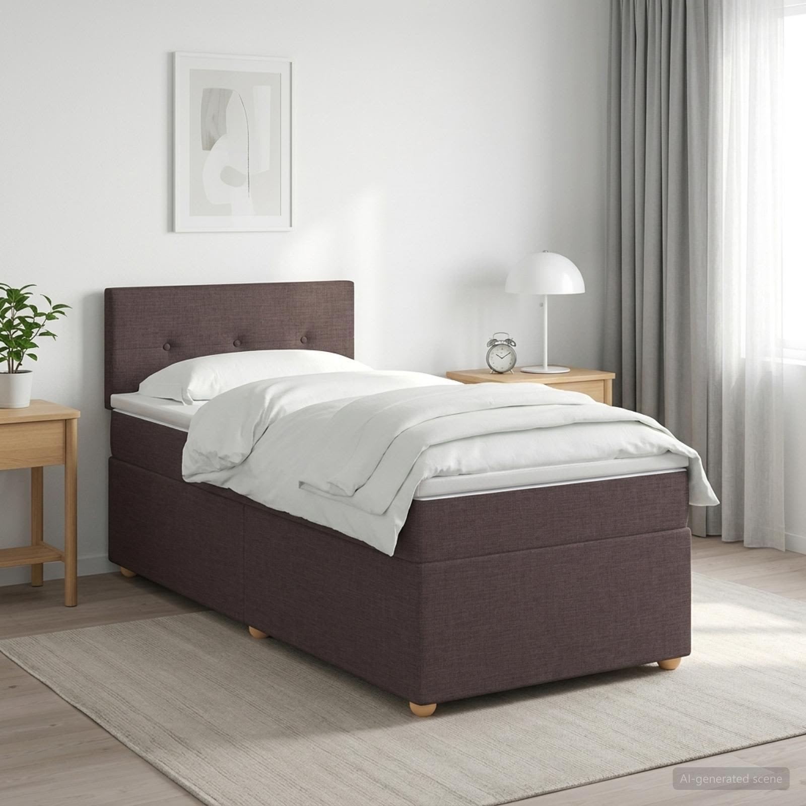 Boxspringbett mit Matratze Dunkelbraun 90 x 190 cm Stoff
