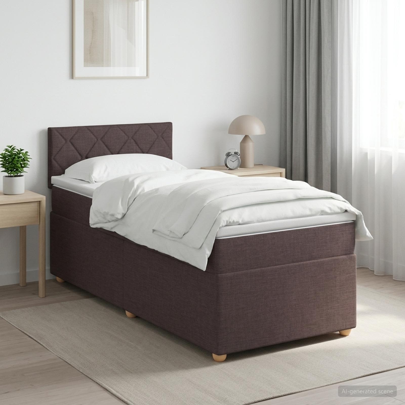 Boxspringbett mit Matratze Dunkelbraun 80 x 200 cm Stoff