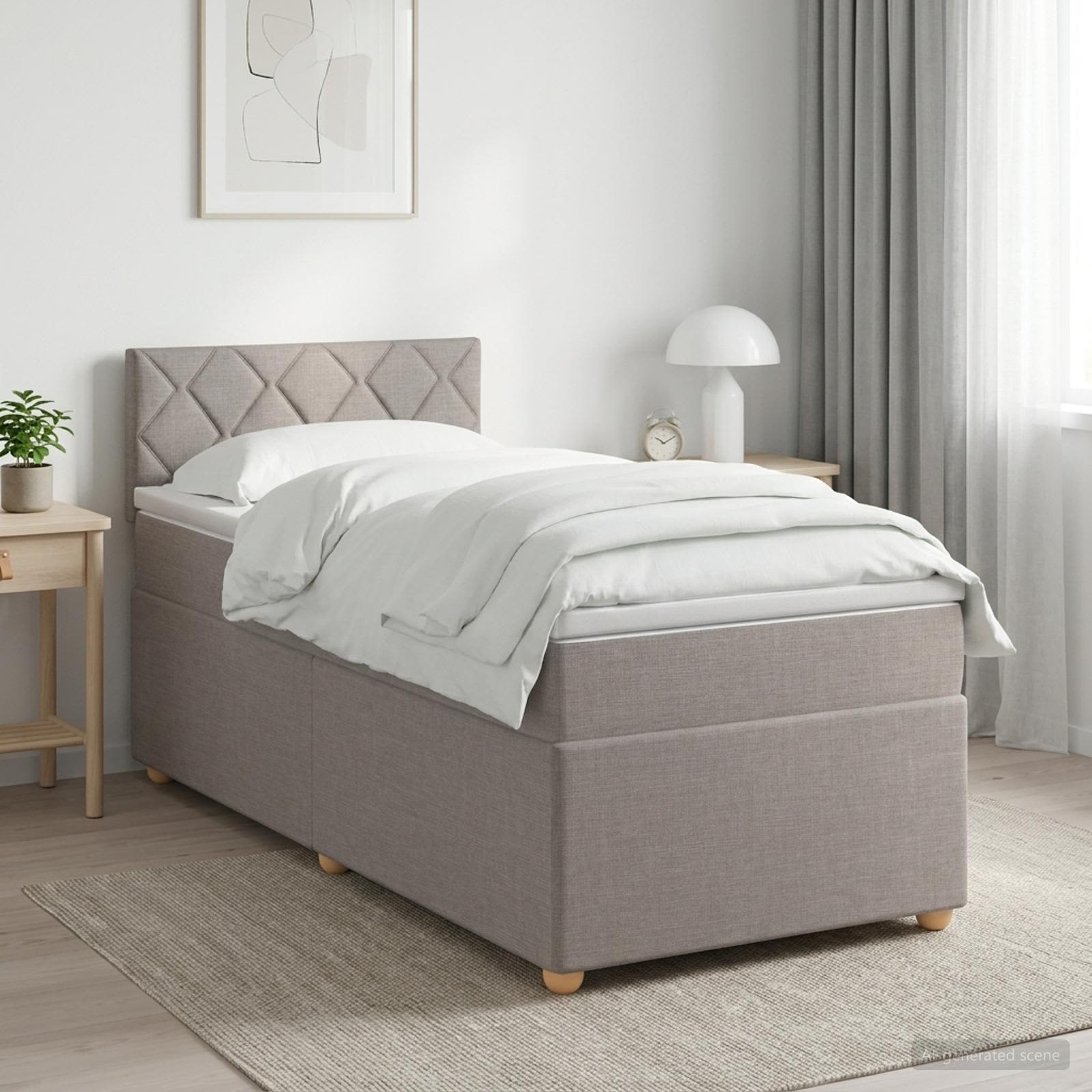Boxspringbett mit Matratze Taupe 100 x 200 cm Stoff