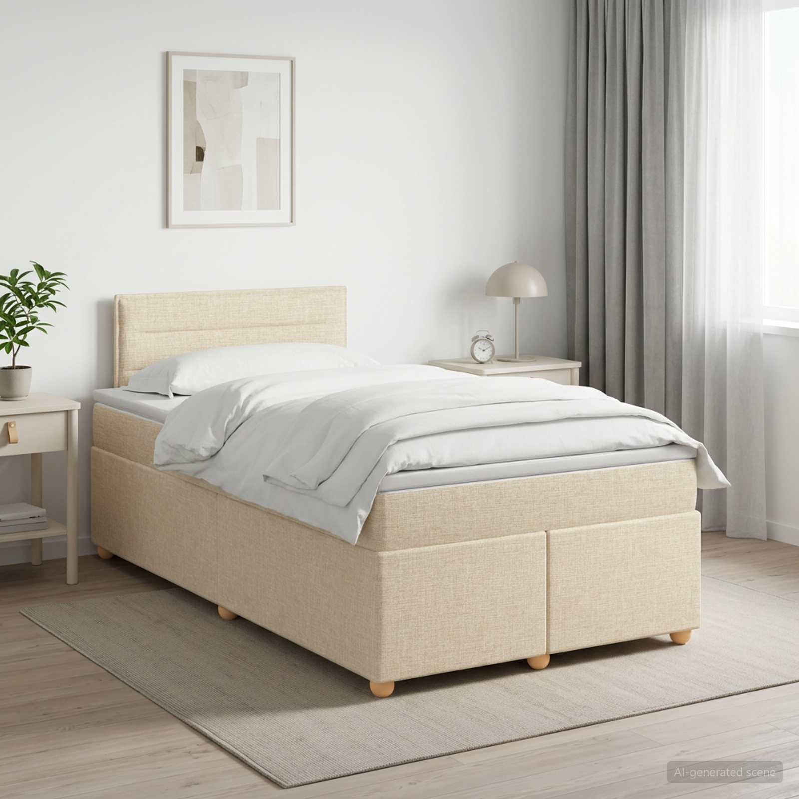 Boxspringbett mit Matratze Creme 120 x 190 cm Stoff