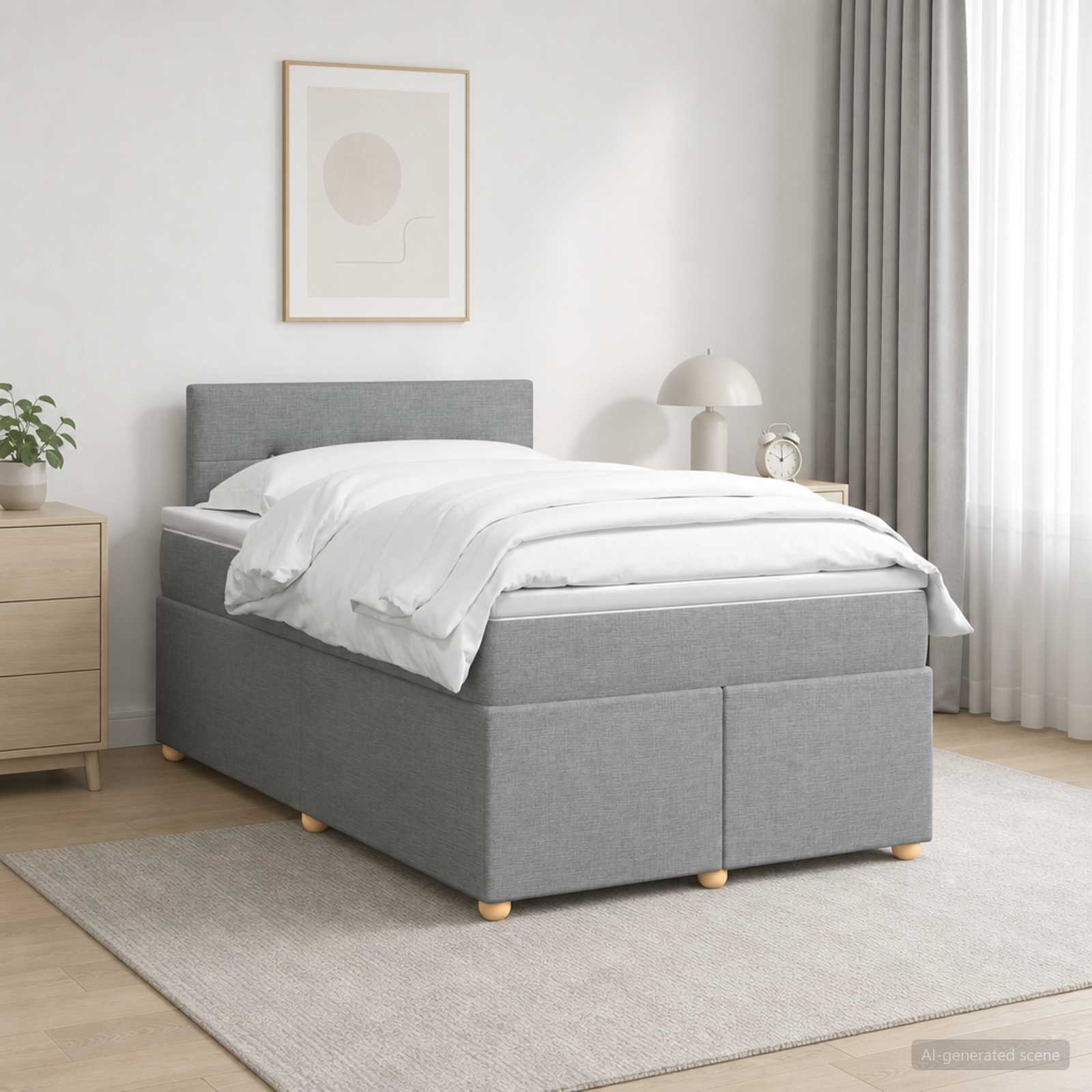 Boxspringbett mit Matratze Hellgrau 120 x 190 cm Stoff
