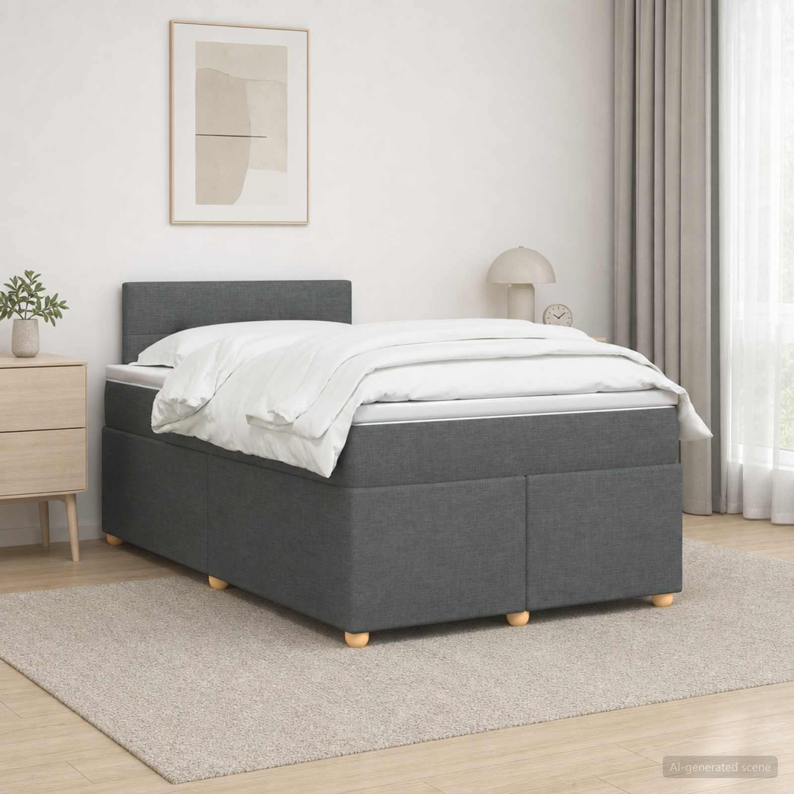 Boxspringbett mit Matratze Dunkelgrau 120 x 190 cm Stoff