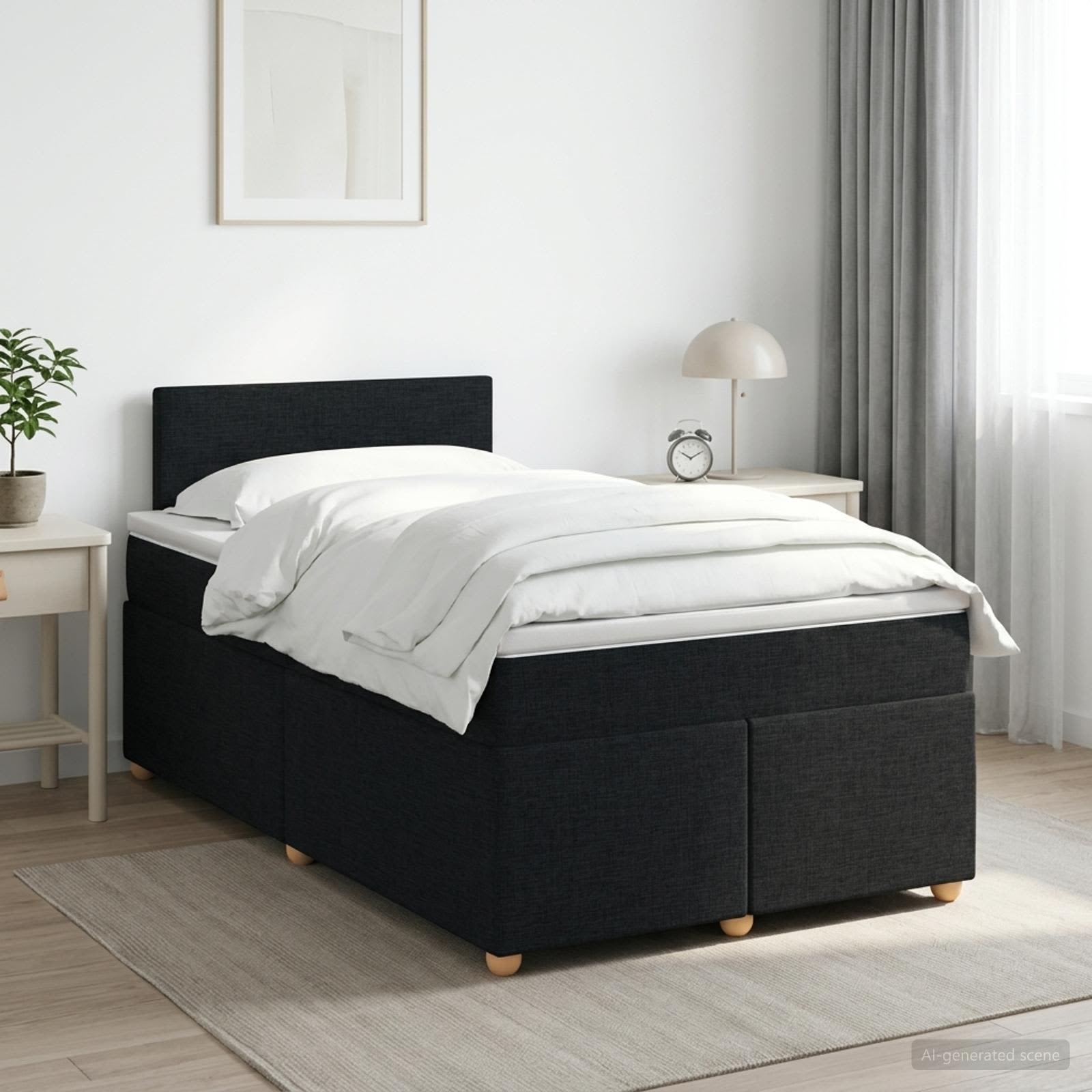 Boxspringbett mit Matratze Schwarz 120 x 200 cm Stoff