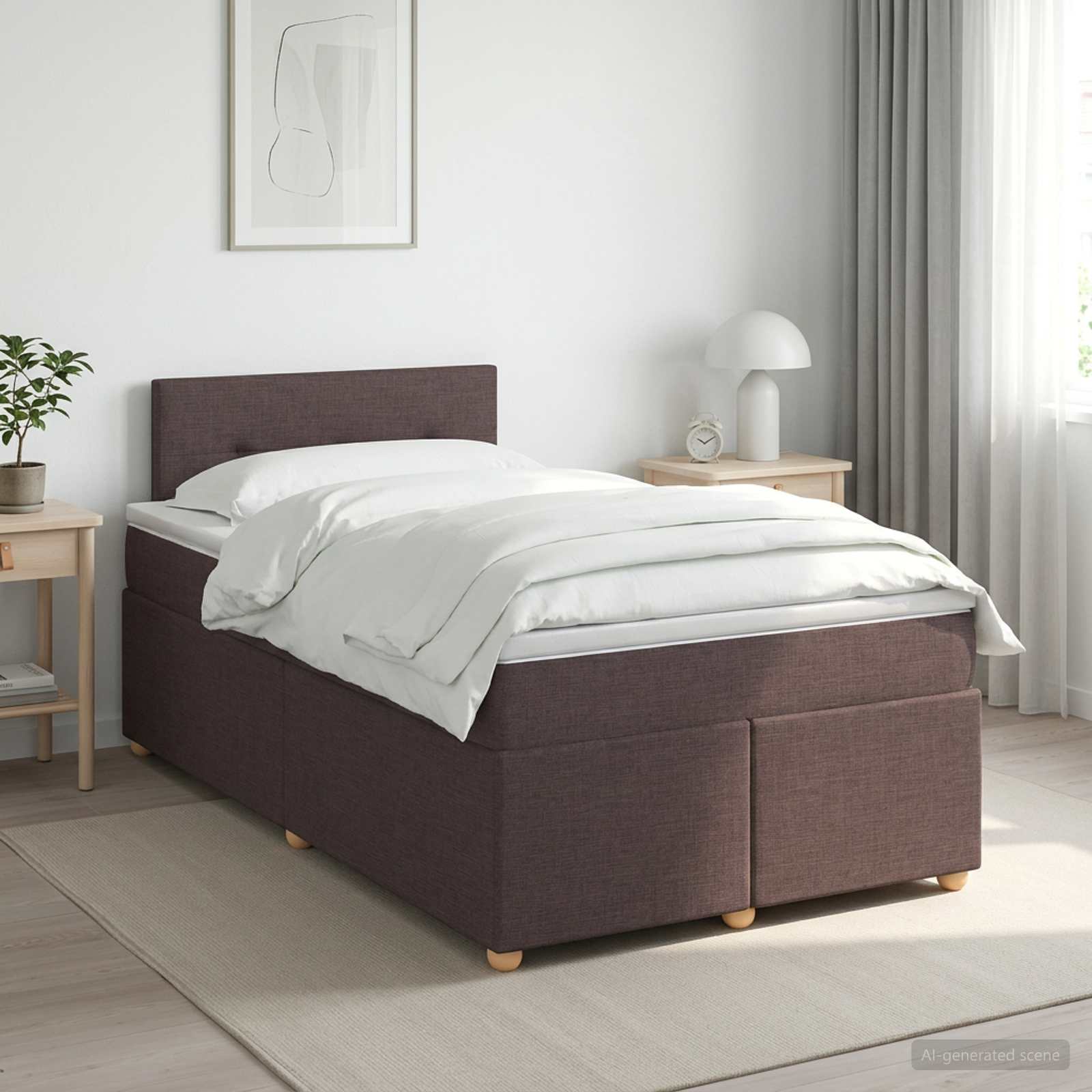 Boxspringbett mit Matratze Dunkelbraun 120 x 190 cm Stoff