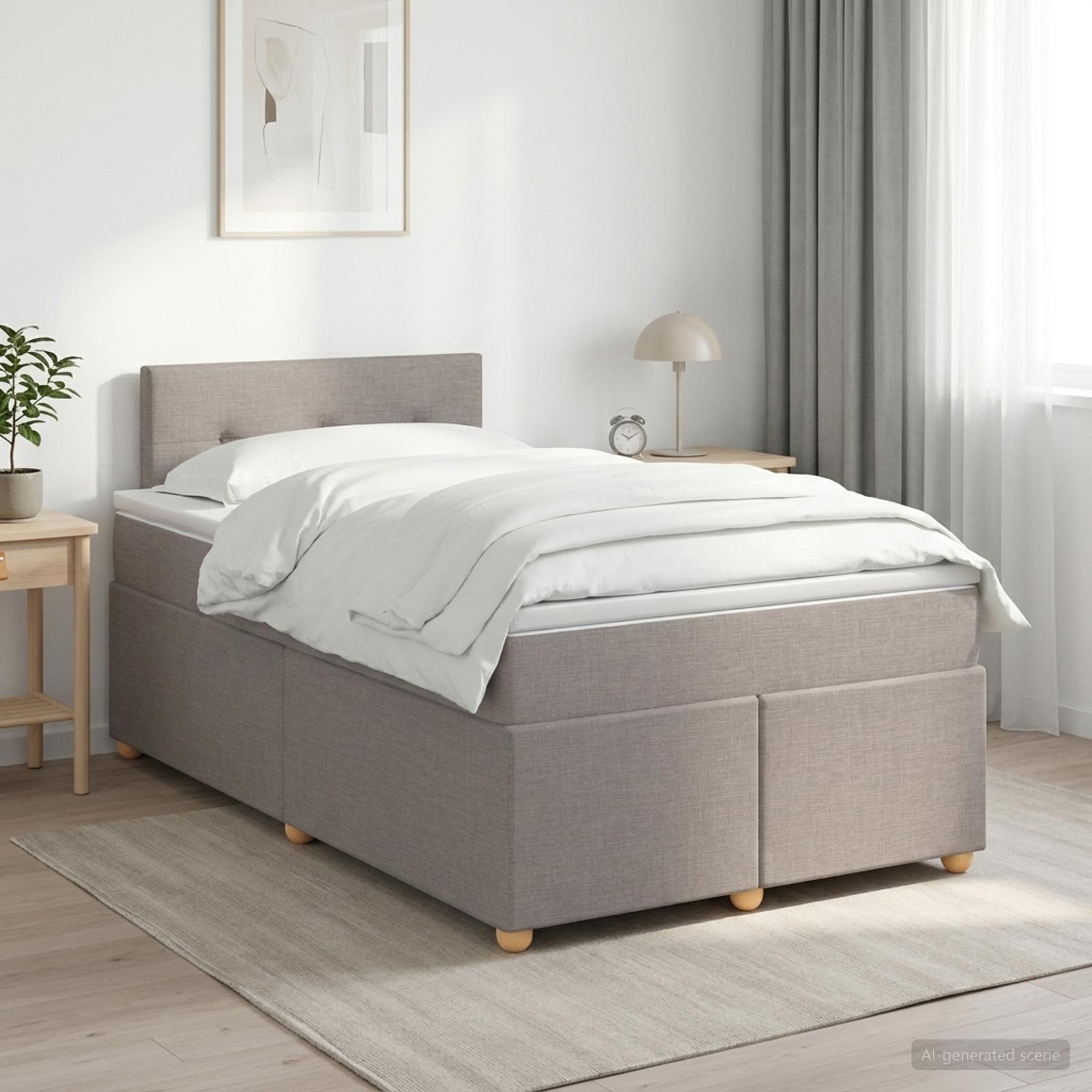 Boxspringbett mit Matratze Taupe 120 x 190 cm Stoff