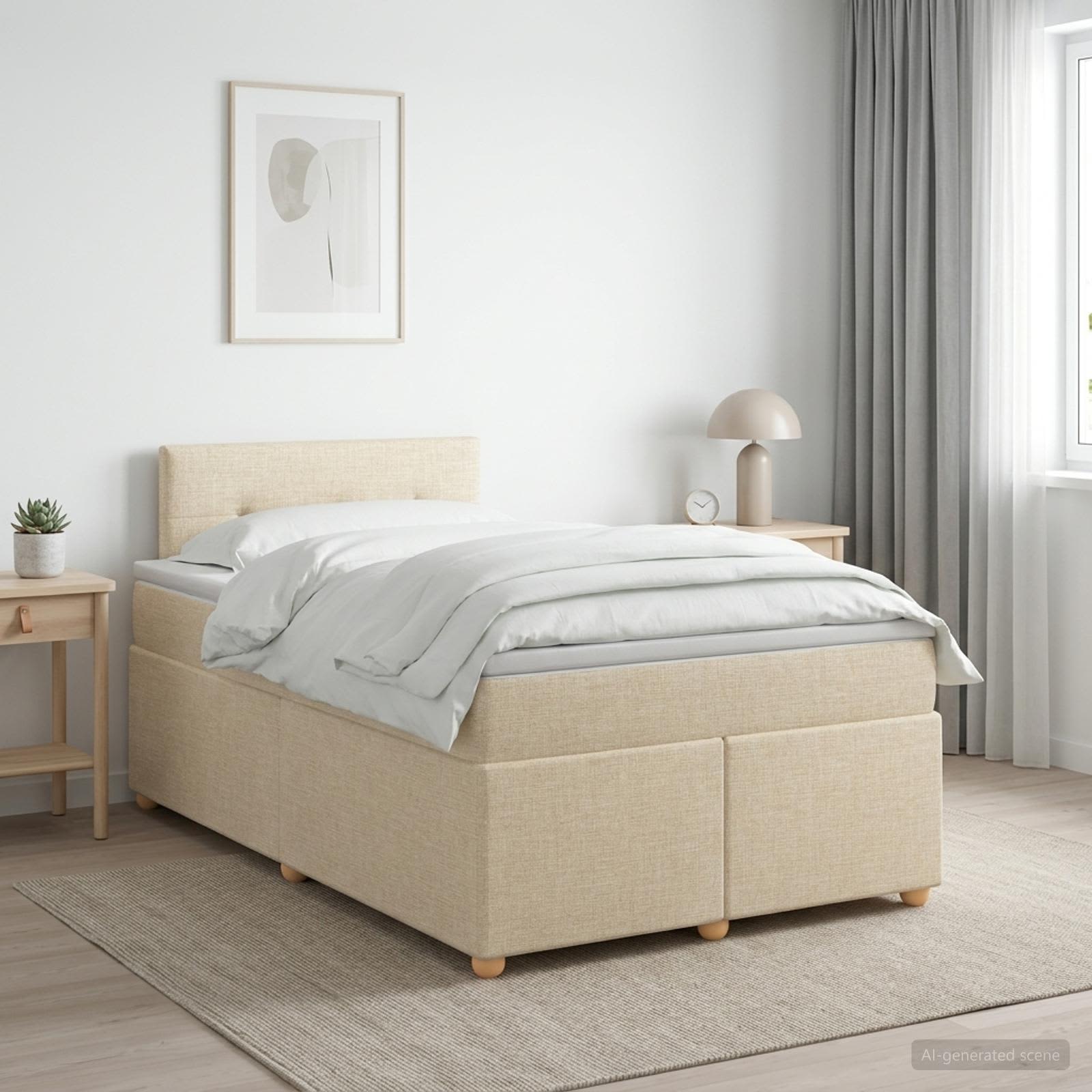 Boxspringbett mit Matratze Creme 120 x 190 cm Stoff