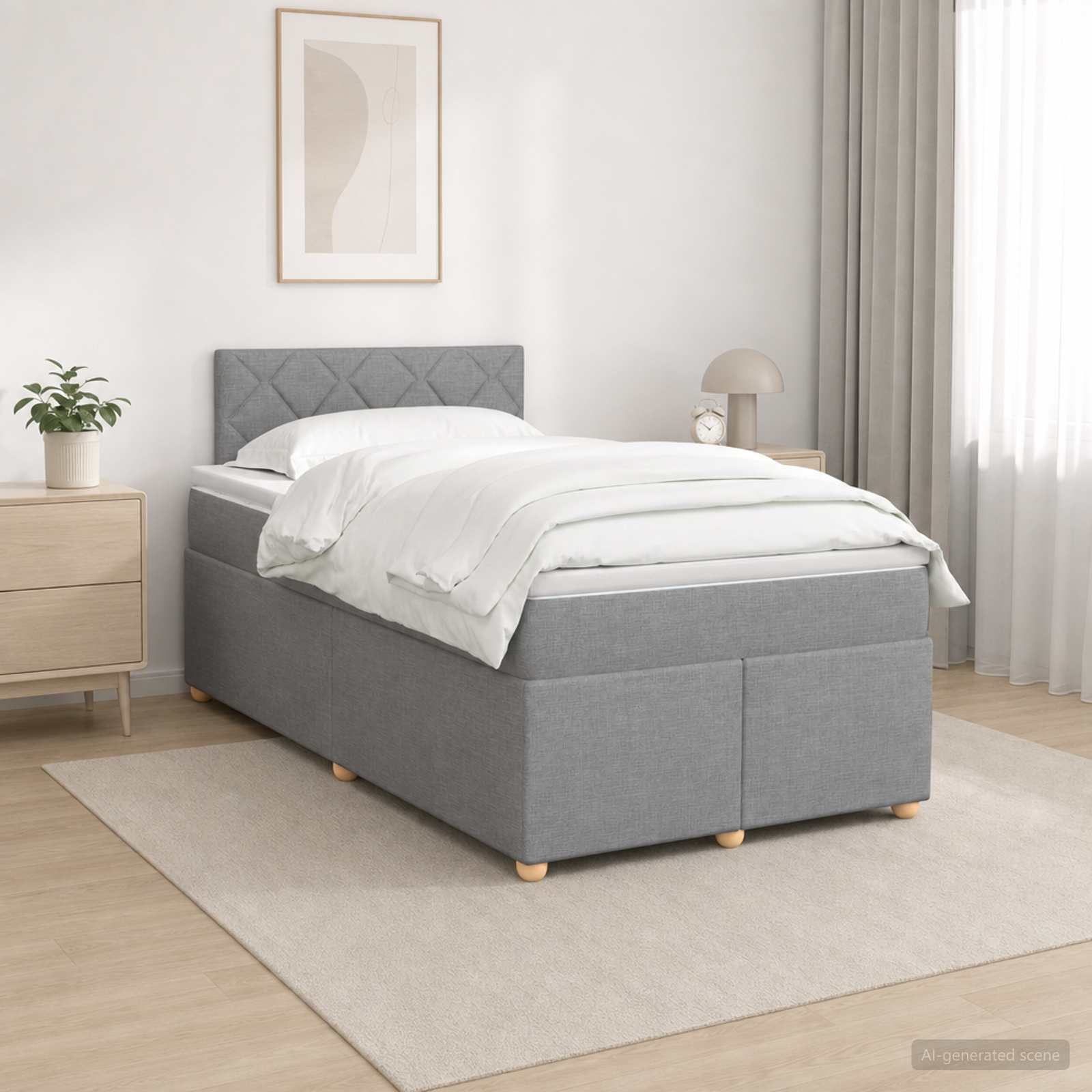 Boxspringbett mit Matratze Hellgrau 120 x 190 cm Stoff