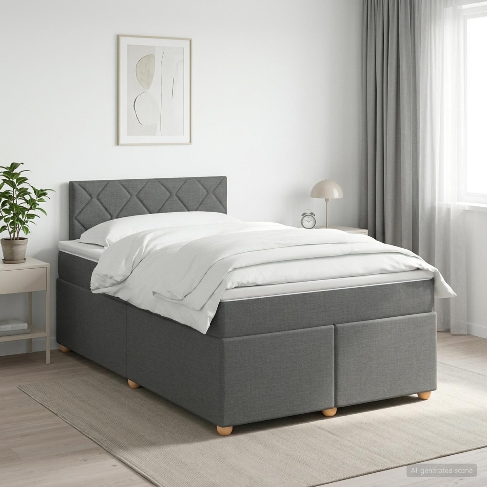 Boxspringbett mit Matratze Dunkelgrau 120 x 190 cm Stoff