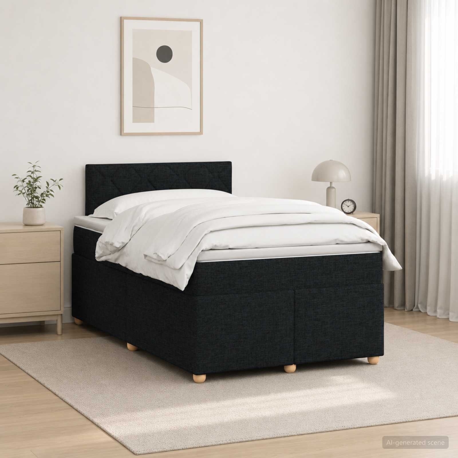 Boxspringbett mit Matratze Schwarz 120 x 190 cm Stoff