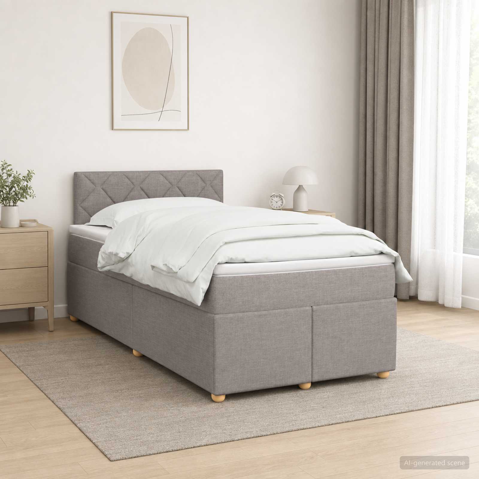 Boxspringbett mit Matratze Taupe 120 x 190 cm Stoff