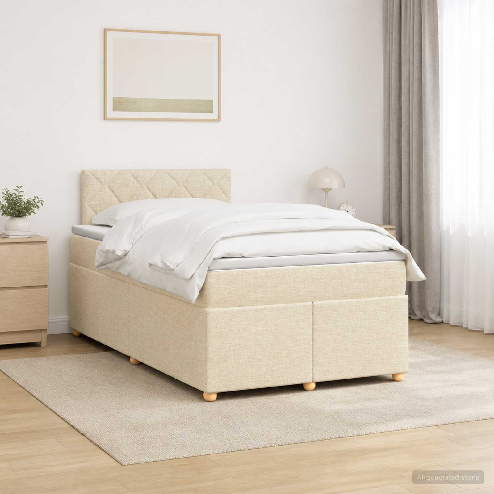Boxspringbett mit Matratze Creme 120 x 200 cm Stoff