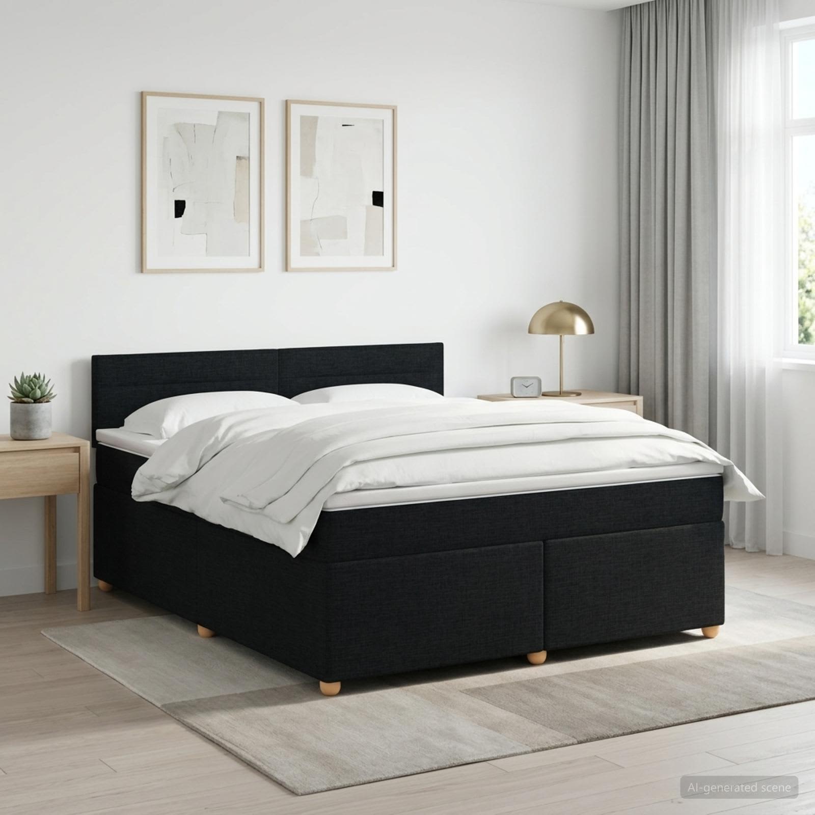 Boxspringbett mit Matratze Schwarz 140 x 200 cm Stoff