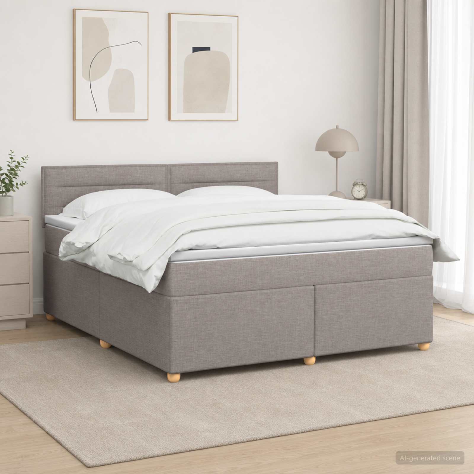 Boxspringbett mit Matratze Taupe 140 x 200 cm Stoff