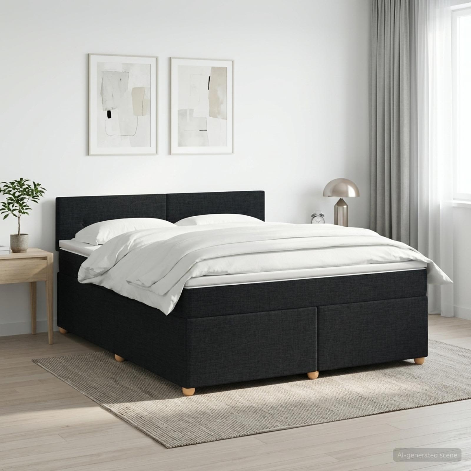 Boxspringbett mit Matratze Schwarz 140 x 200 cm Stoff