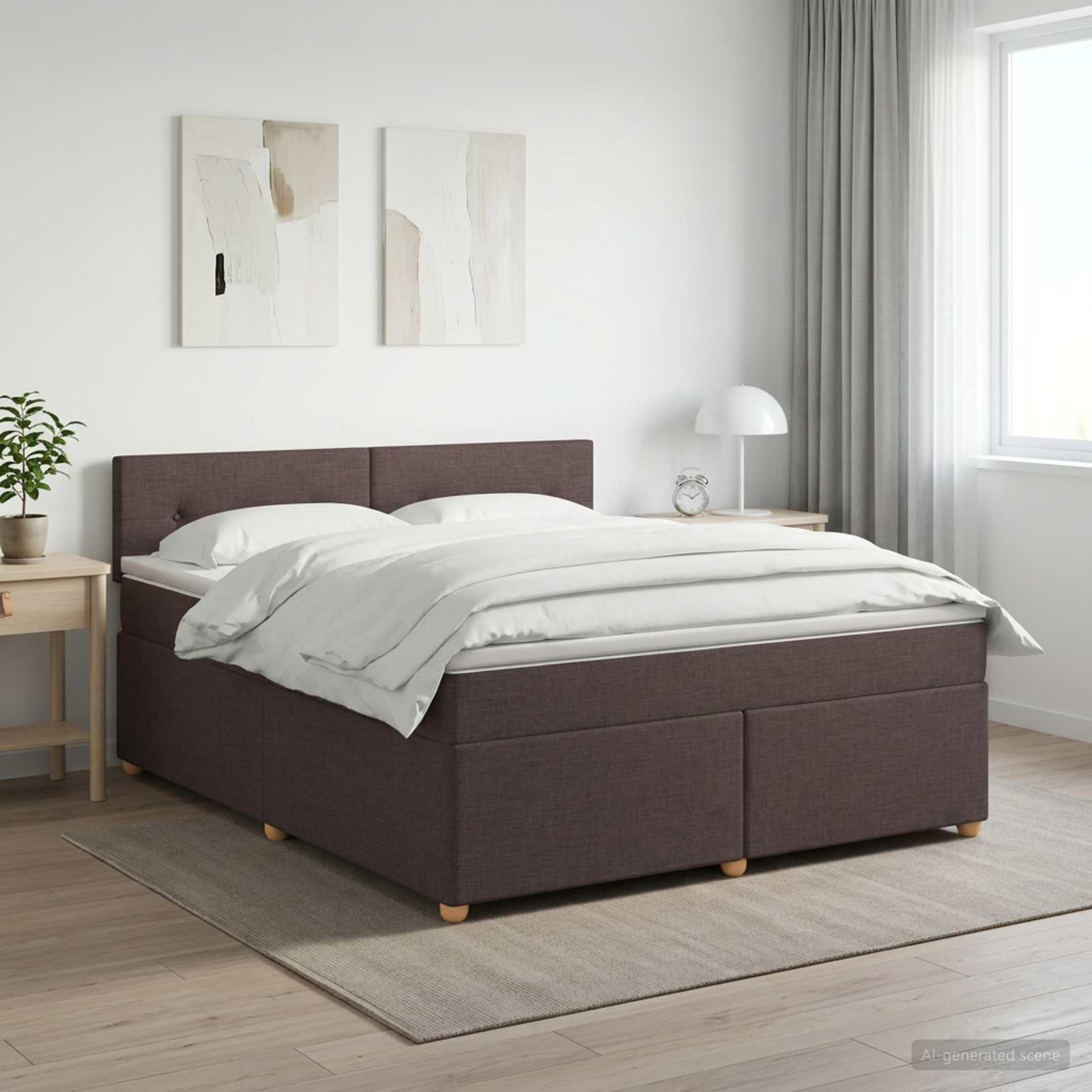 Boxspringbett mit Matratze Dunkelbraun 140 x 200 cm Stoff