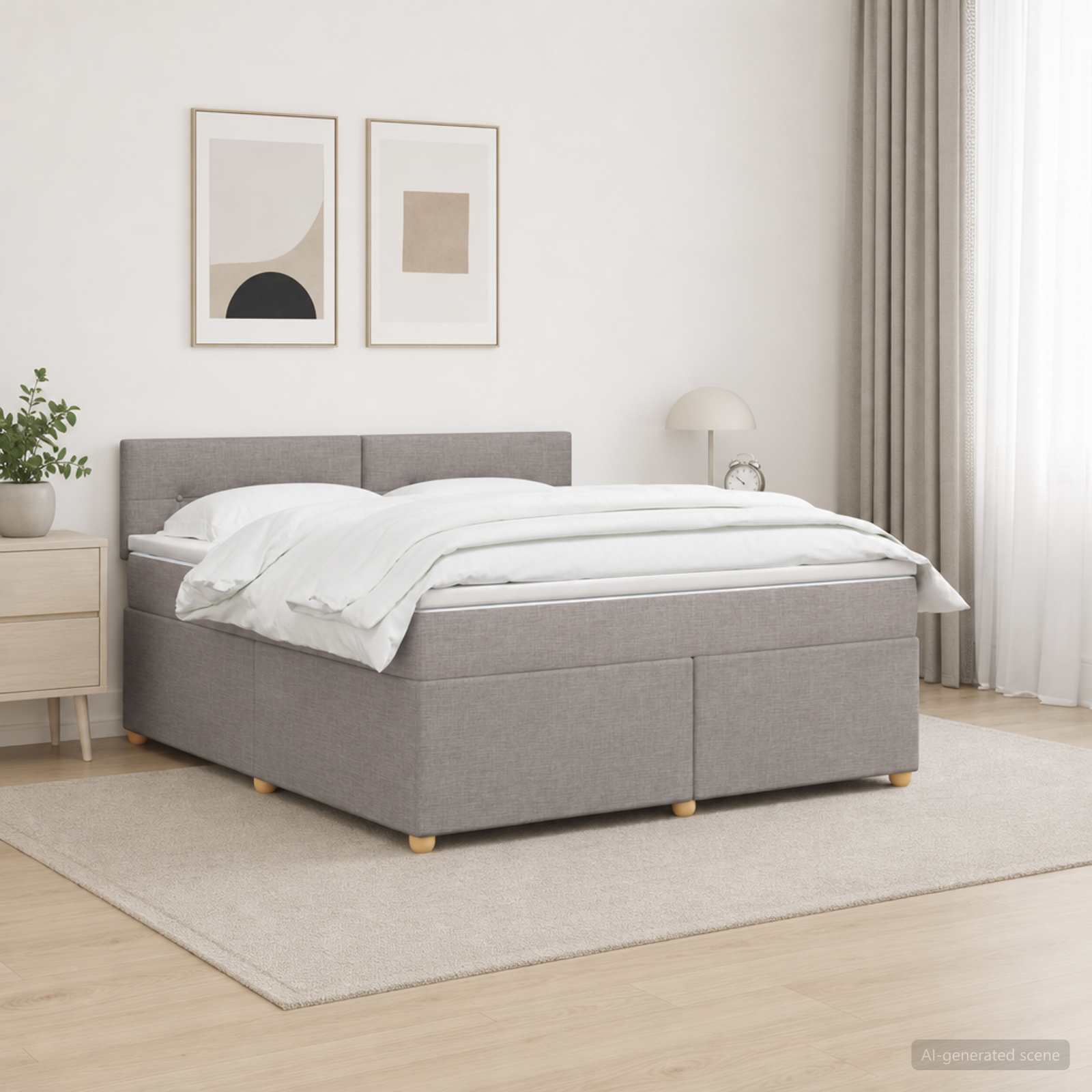 Boxspringbett mit Matratze Taupe 160 x 200 cm Stoff