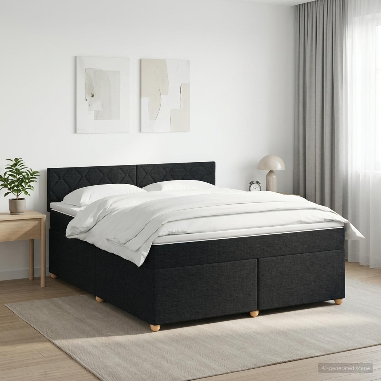 Boxspringbett mit Matratze Schwarz 160 x 200 cm Stoff