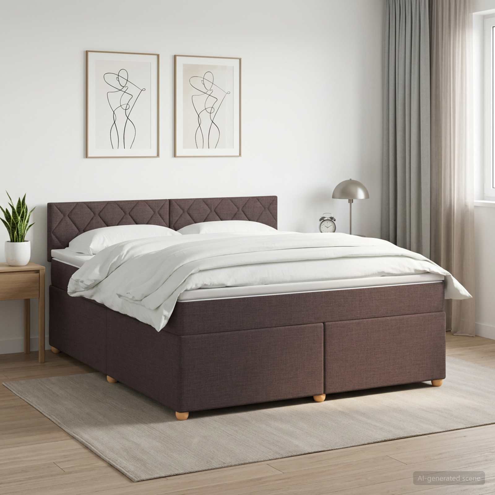 Boxspringbett mit Matratze Dunkelbraun 160 x 200 cm Stoff
