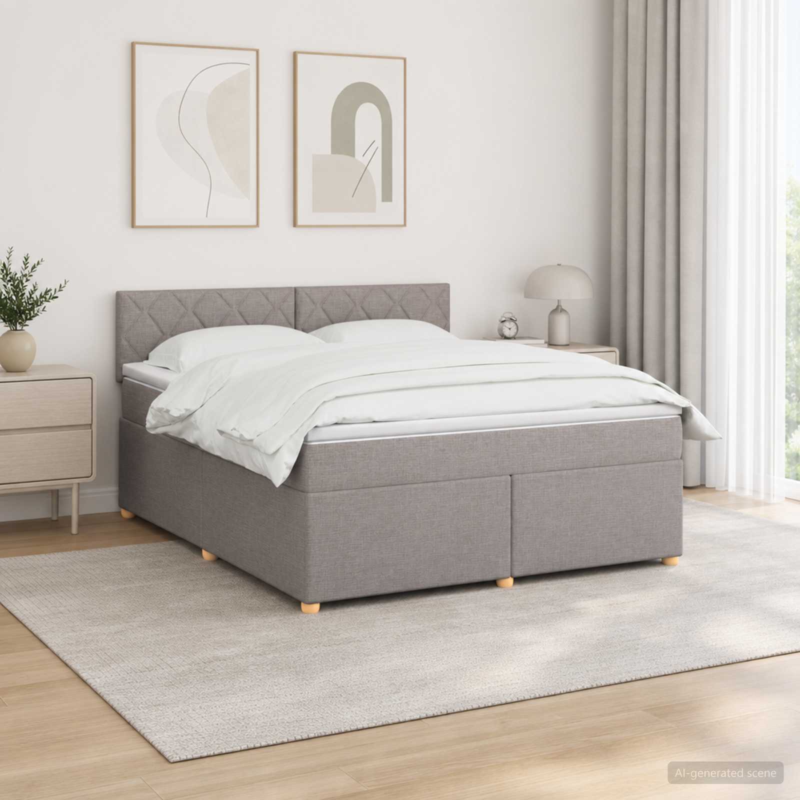 Boxspringbett mit Matratze Taupe 160 x 200 cm Stoff