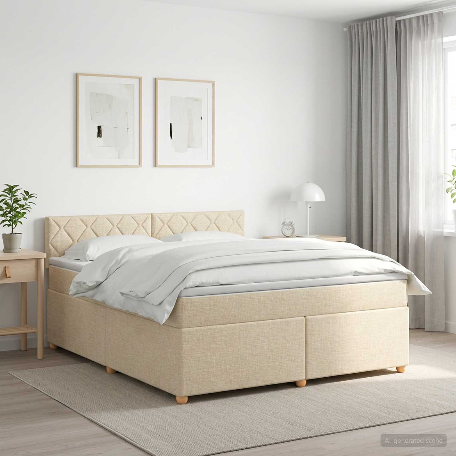 Boxspringbett mit Matratze Creme 160 x 200 cm Stoff