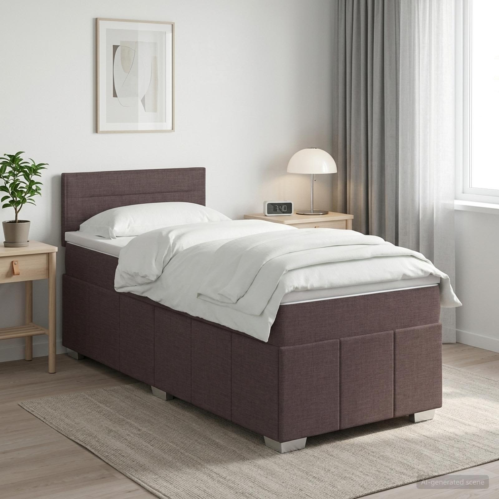 Boxspringbett mit Matratze Dunkelbraun 90 x 200 cm Stoff