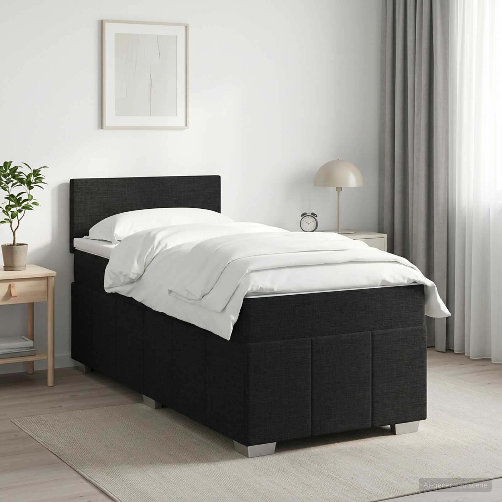 Boxspringbett mit Matratze Schwarz 100 x 200 cm Stoff