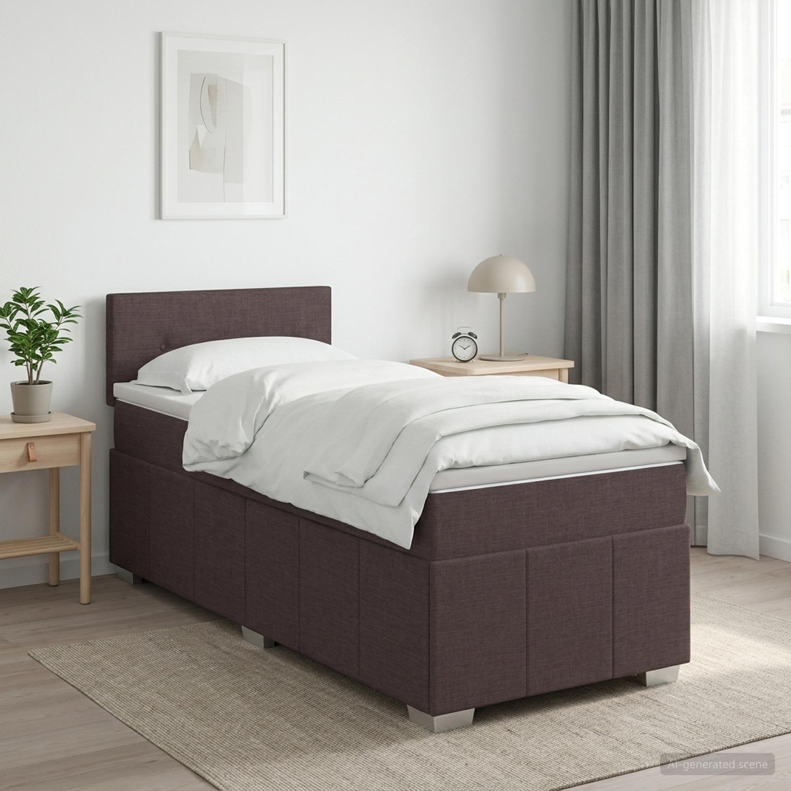 Boxspringbett mit Matratze Dunkelbraun 100 x 200 cm Stoff