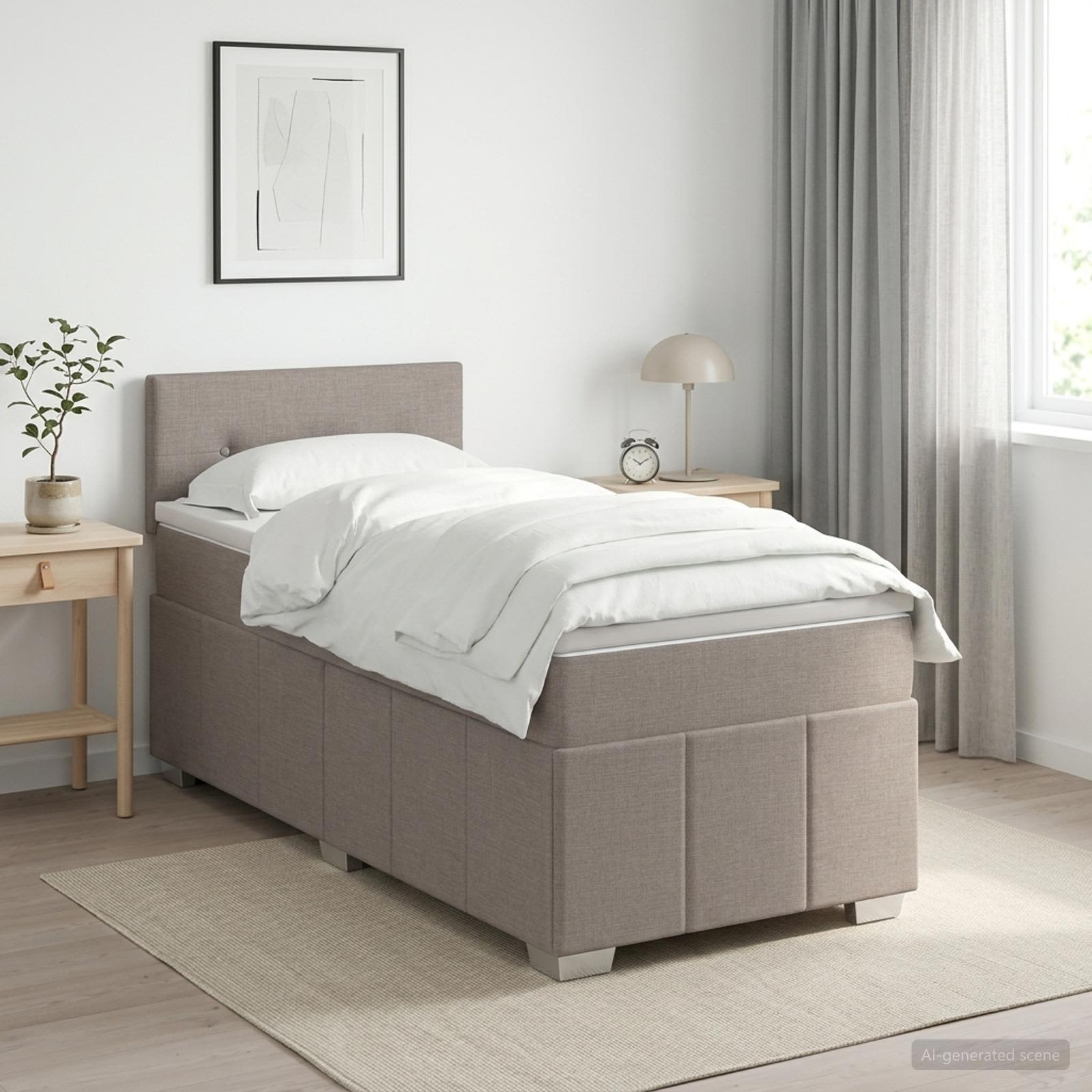 Boxspringbett mit Matratze Taupe 100 x 200 cm Stoff